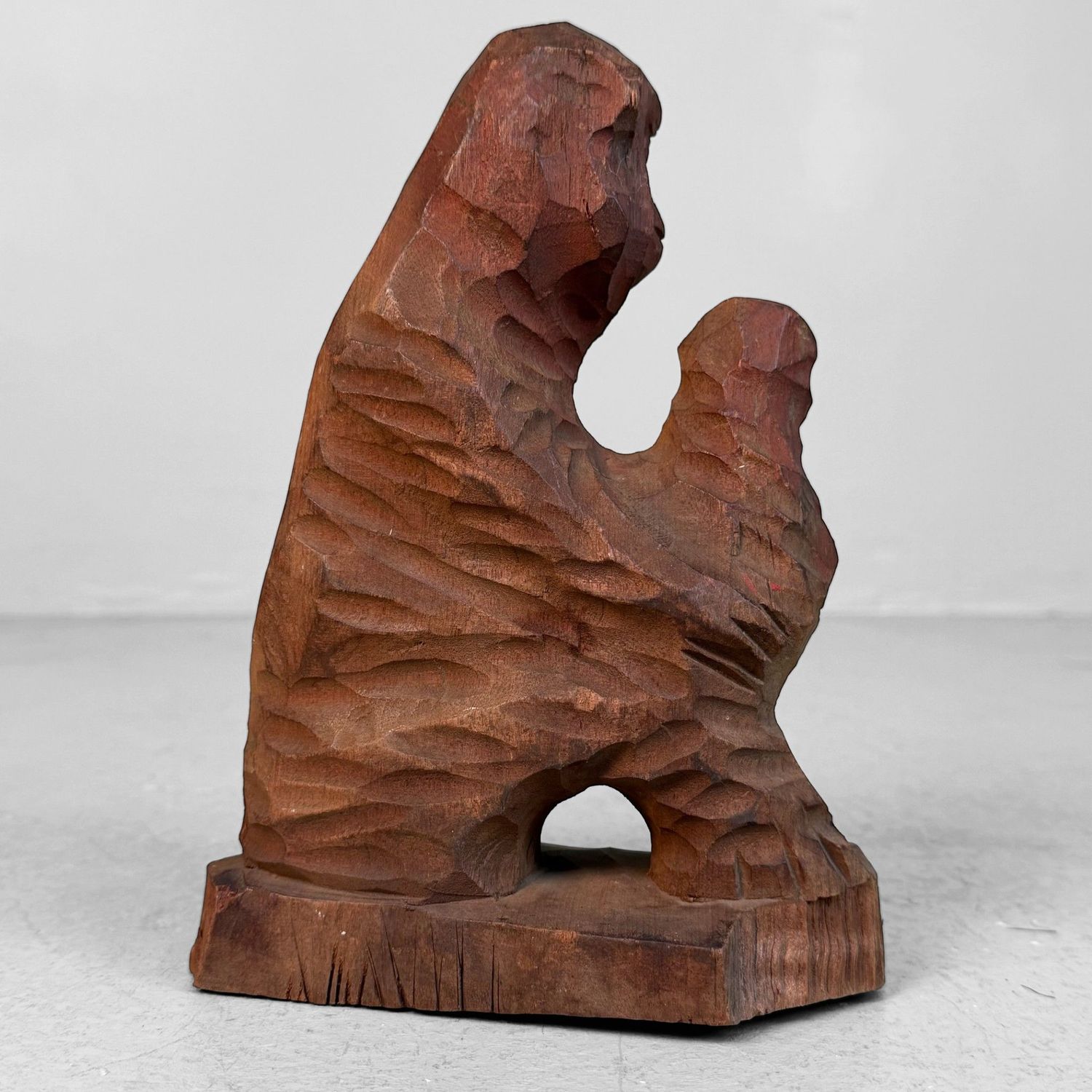 Japanese Saru Mingei Wood Figure, ‘Monkey with Young’, 1940s