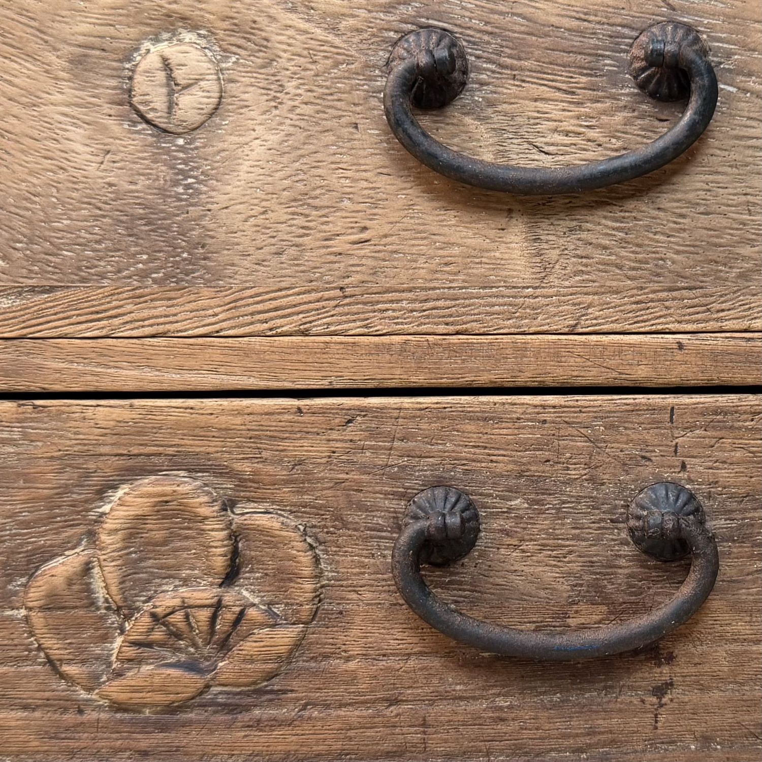 Japanese Wooden Ko-dansu Chest with Flower Motifs, 1920s