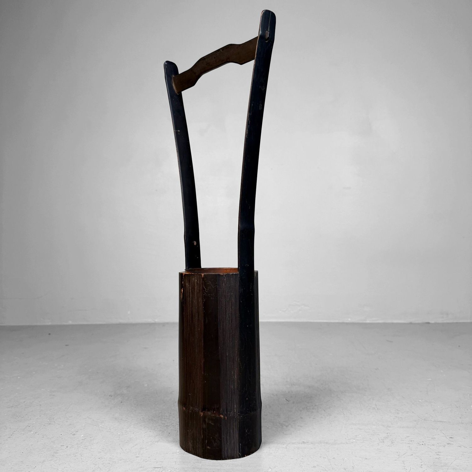 Black Bamboo Ikebana Vase, Take Hanaire, 1950s