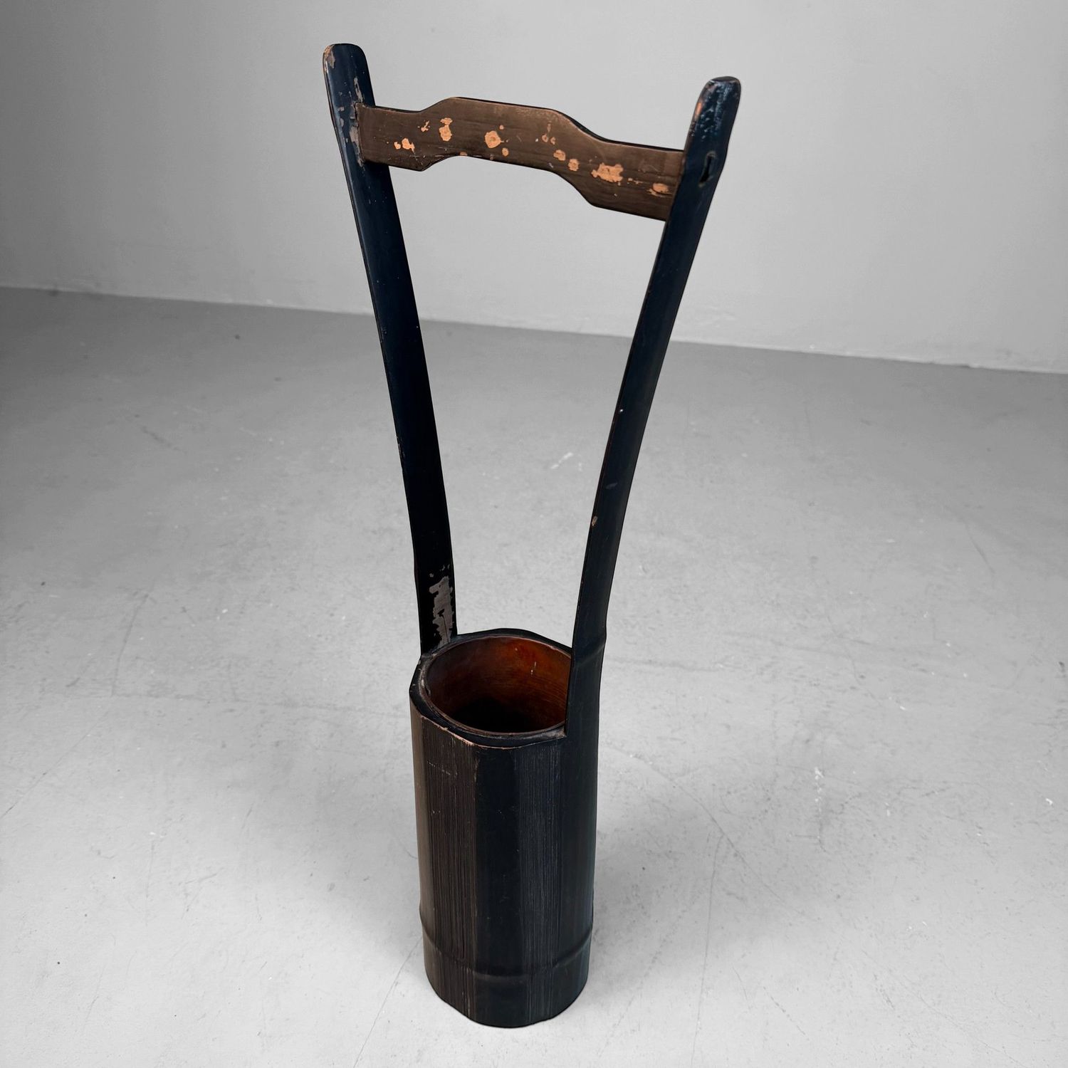 Black Bamboo Ikebana Vase, Take Hanaire, 1950s