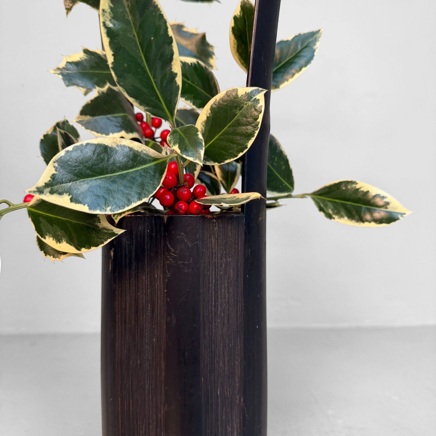 Black Bamboo Ikebana Vase, Take Hanaire, 1950s