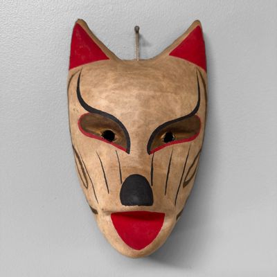 Vintage Japanese Noto “Kitsune” Mask, Papier-Mâché, Washi, 1960s Vintage Japanese Noto “Kitsune” Mask, Papier-Mâché, Washi, 1960s