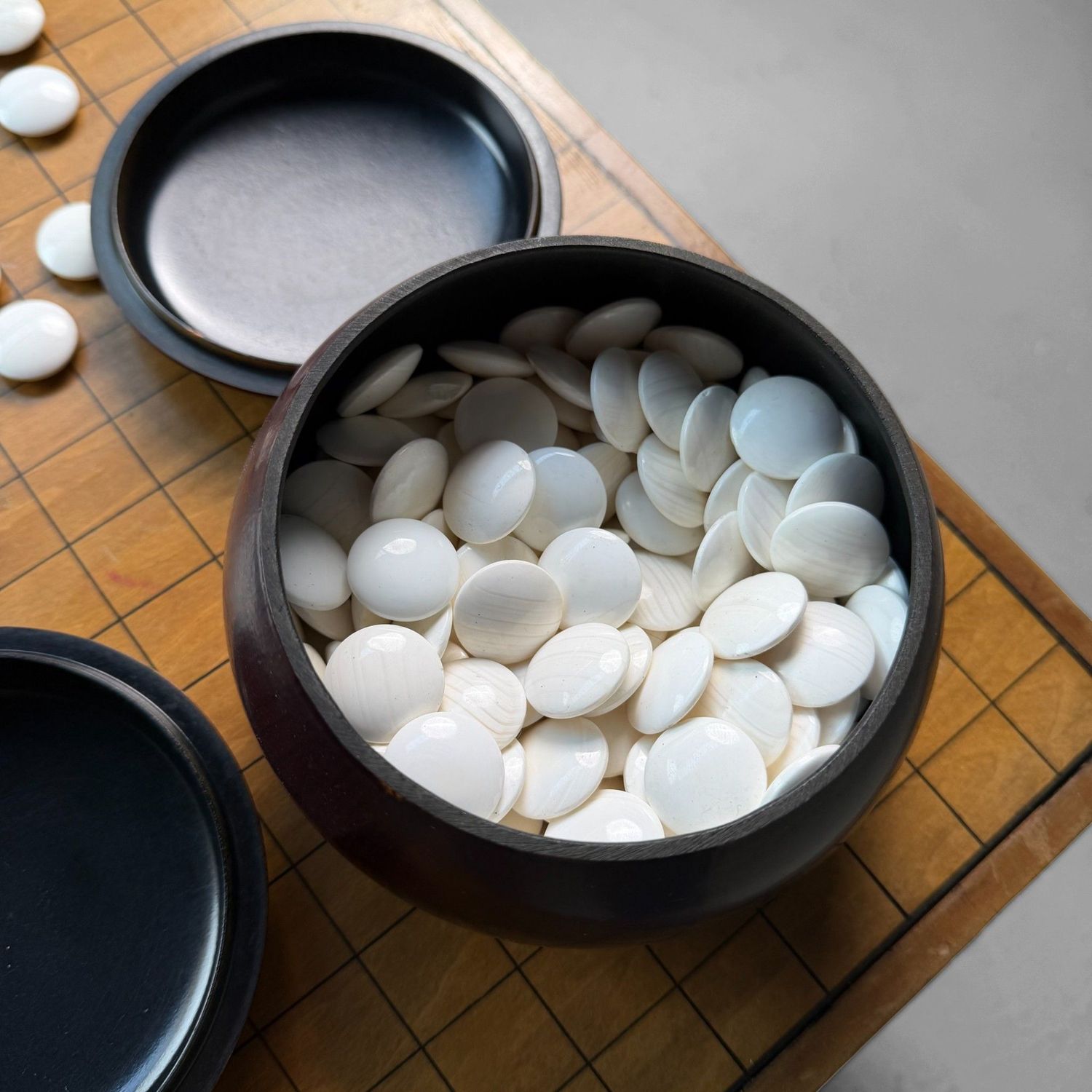 ​Unieke Vintage Japanse Go Set, Compleet Luxe Spelbord, 1950s