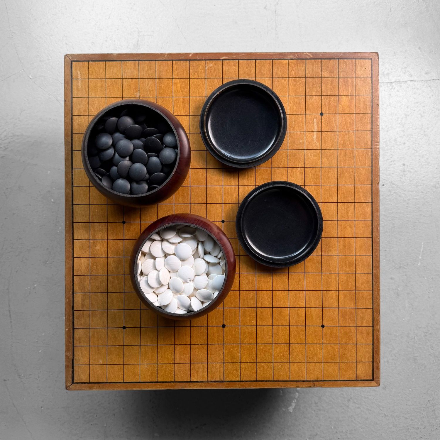 ​Unieke Vintage Japanse Go Set, Compleet Luxe Spelbord, 1950s