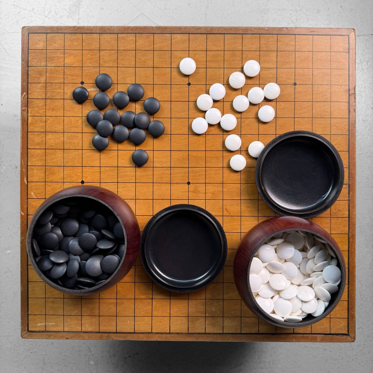 ​Unieke Vintage Japanse Go Set, Compleet Luxe Spelbord, 1950s