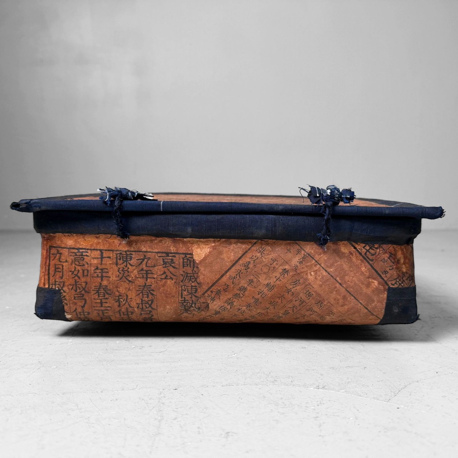 Japanse Bamboemand, Papier, Kalligrafie en Indigo Textiel, 1960s