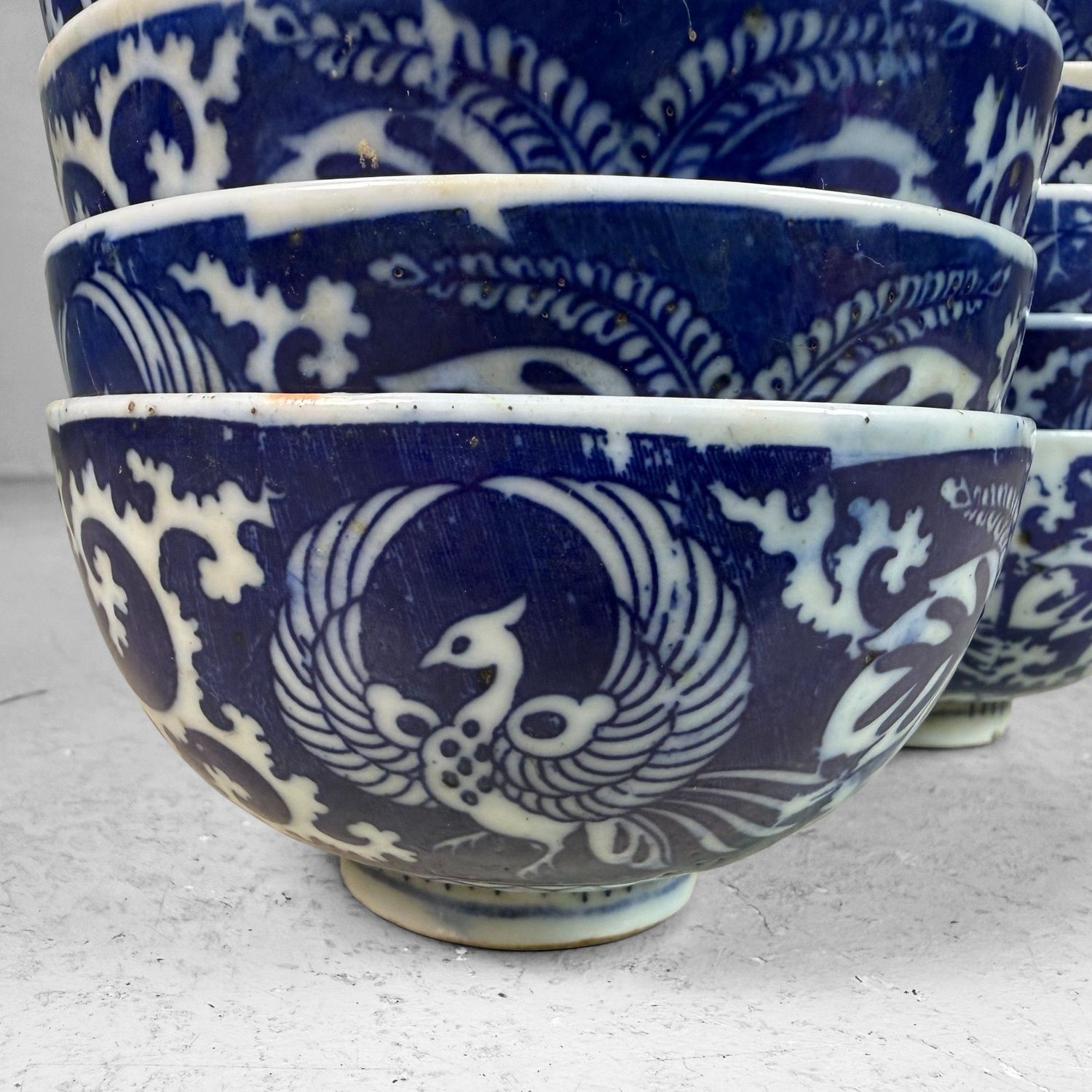 Set Japanse Kommetjes met Feniks en Shōchikubai Motief, 1950s