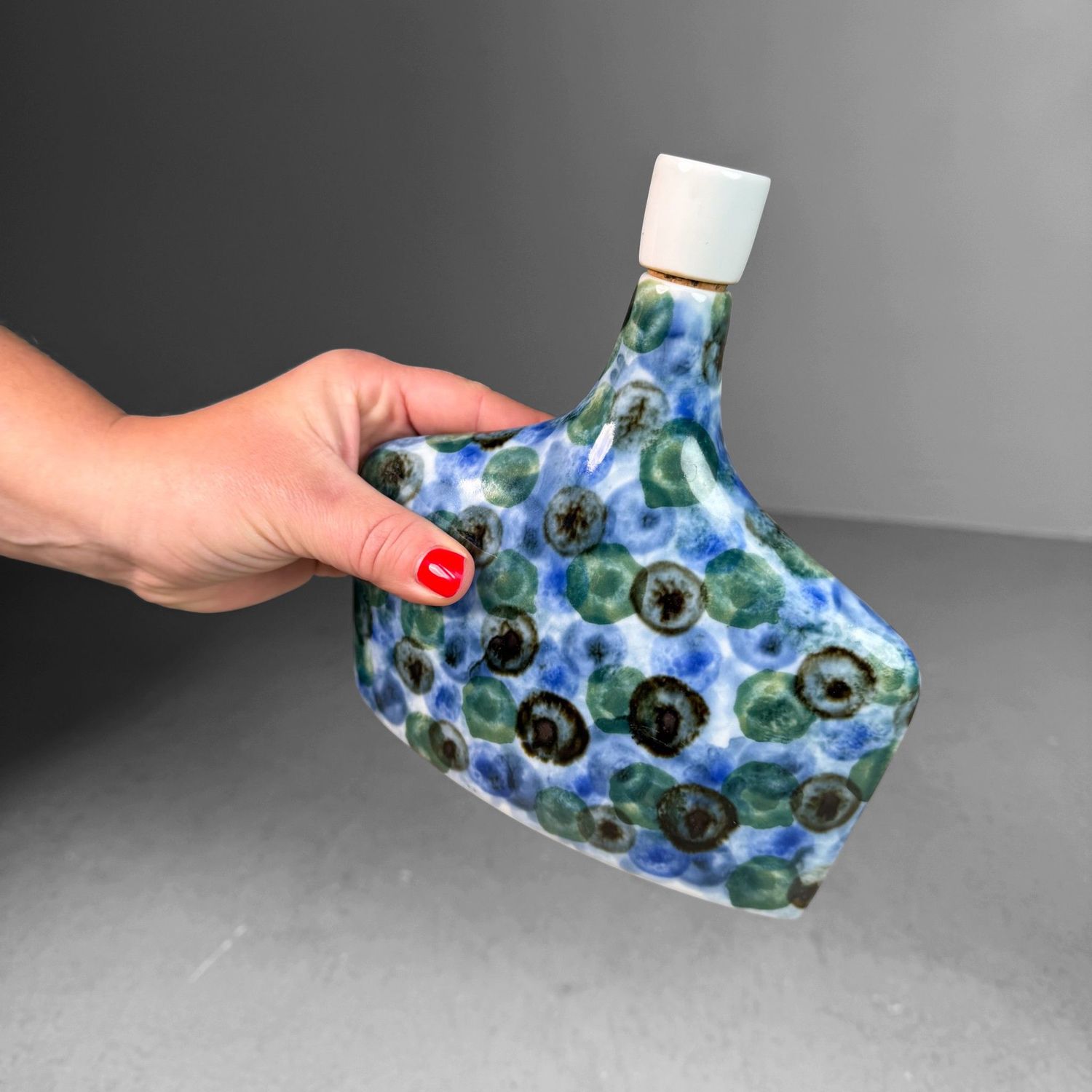 Tobe-yaki Decoratieve Porseleinen Fles, Baizan-gama, 1960s