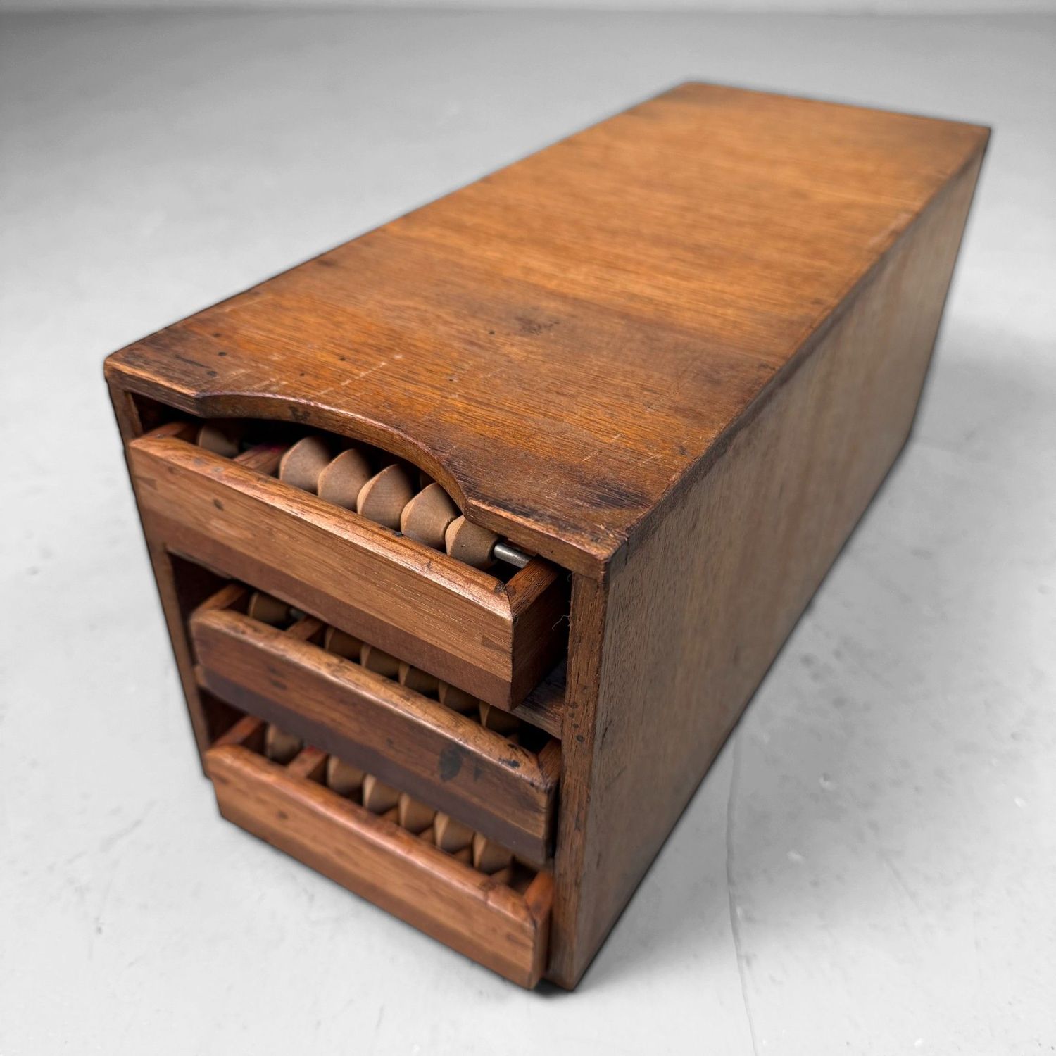 Vintage Japanese Abacus Set with Wooden Storage Box, 1950s