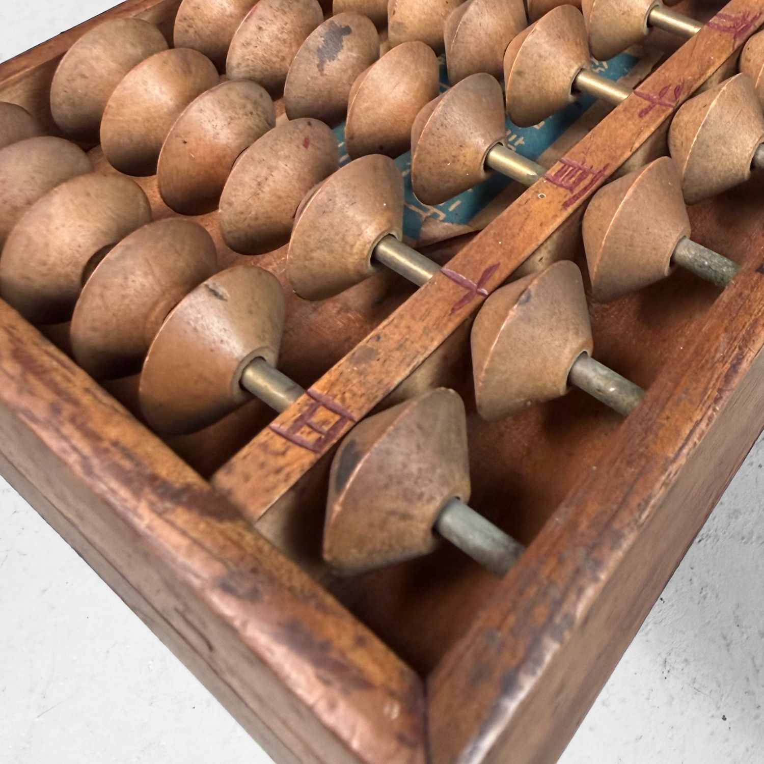 Vintage Japanese Abacus Set with Wooden Storage Box, 1950s