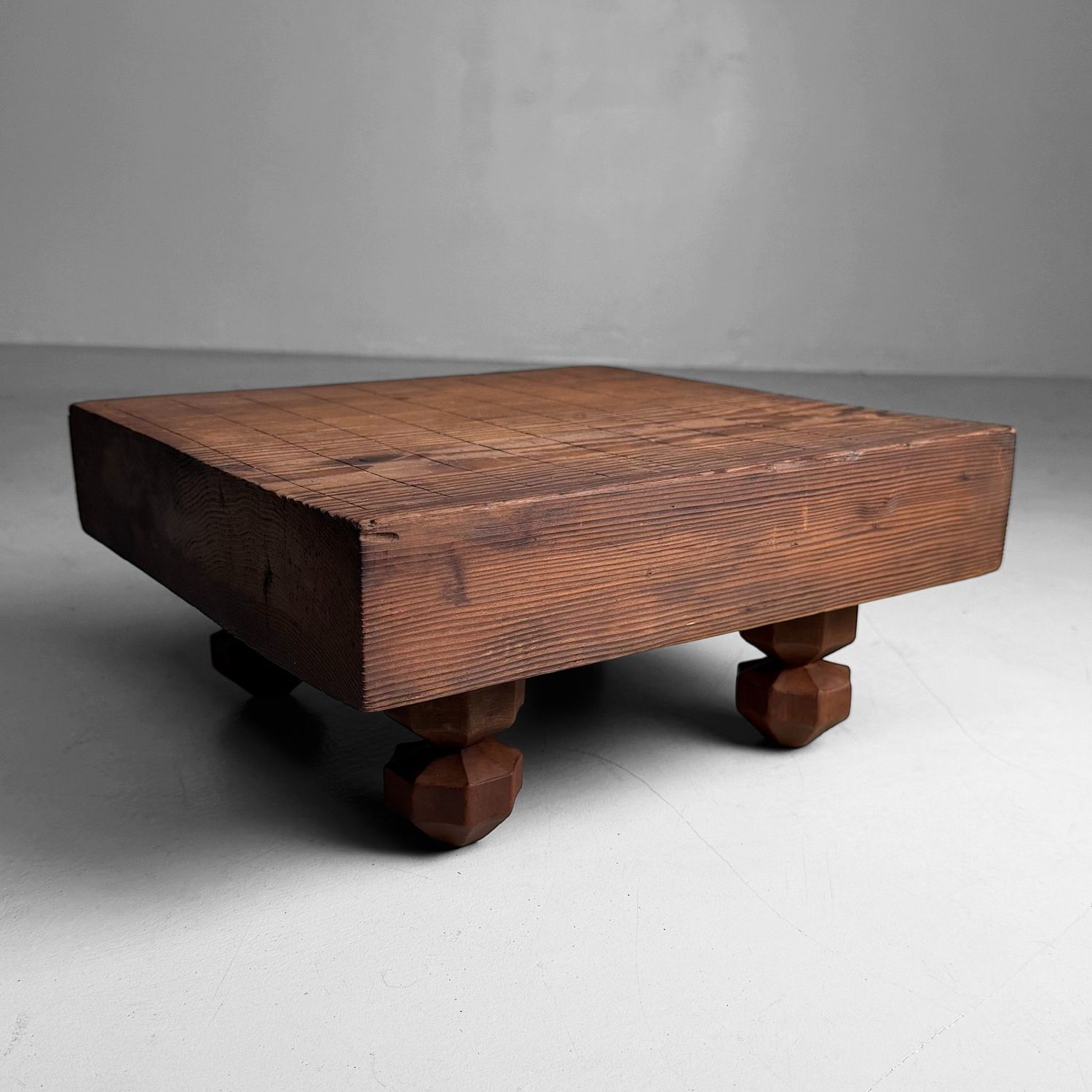 Wooden Keyaki Shogi Game Table, Unique Sugi Side Table, 1920s