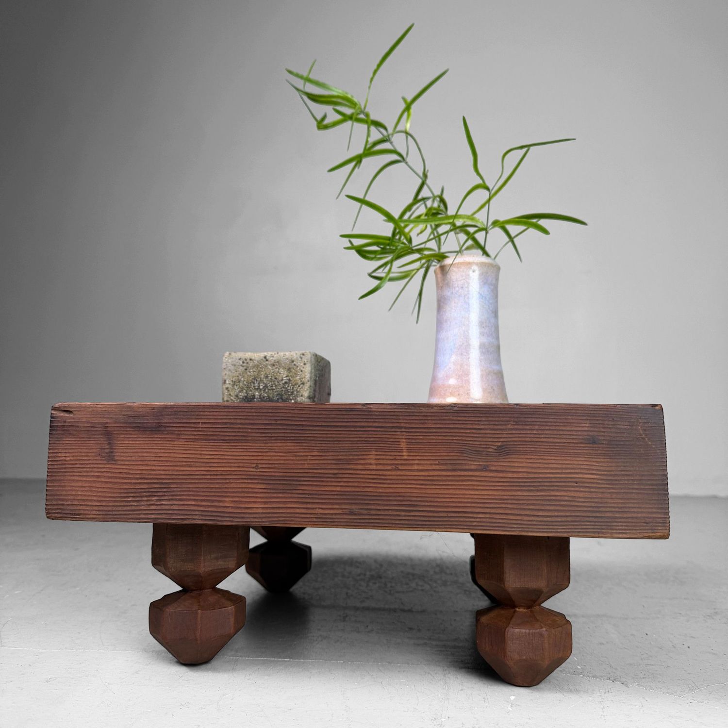 Wooden Keyaki Shogi Game Table, Unique Sugi Side Table, 1920s