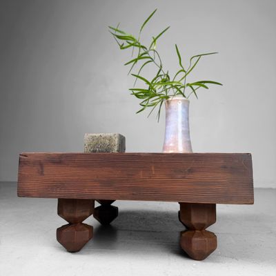 Wooden Keyaki Shogi Game Table, Unique Sugi Side Table, 1920s