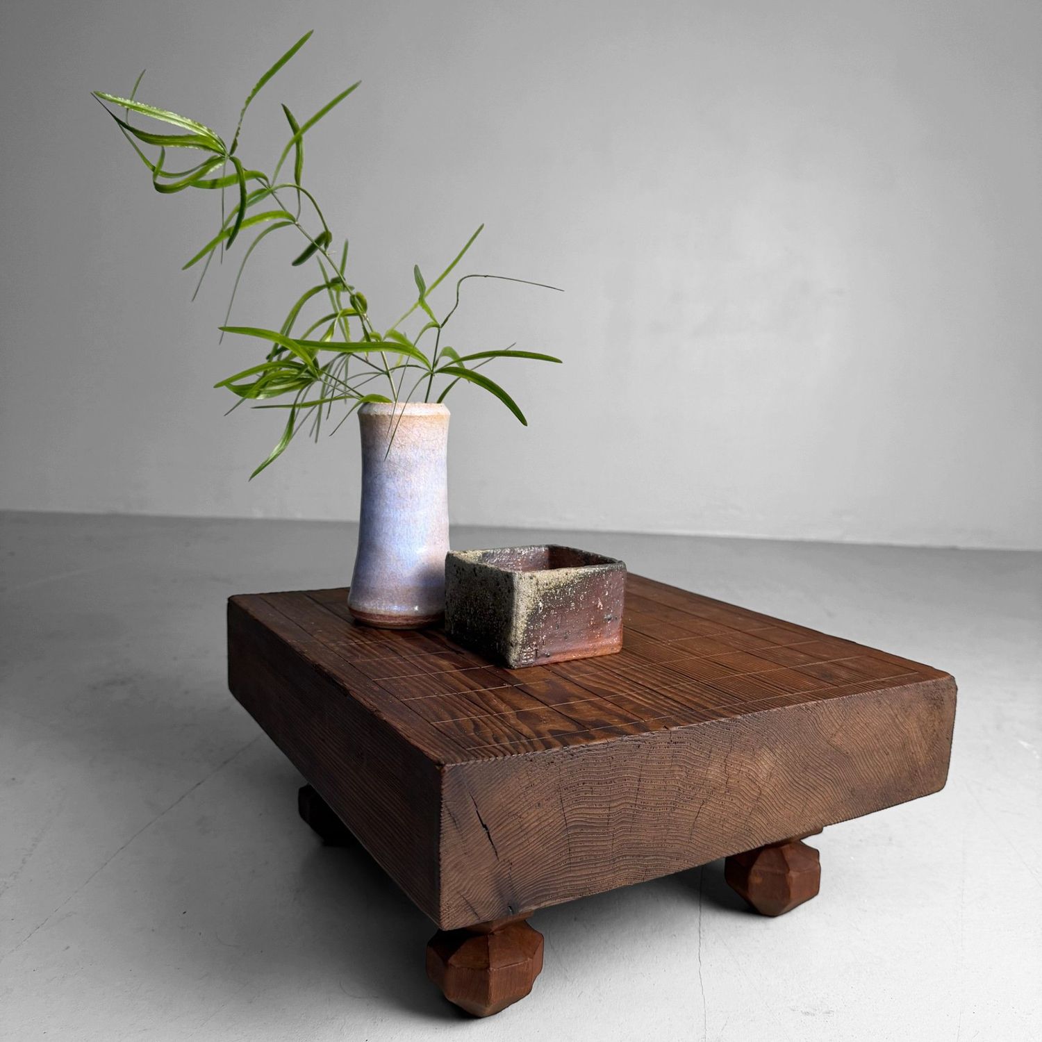Wooden Keyaki Shogi Game Table, Unique Sugi Side Table, 1920s