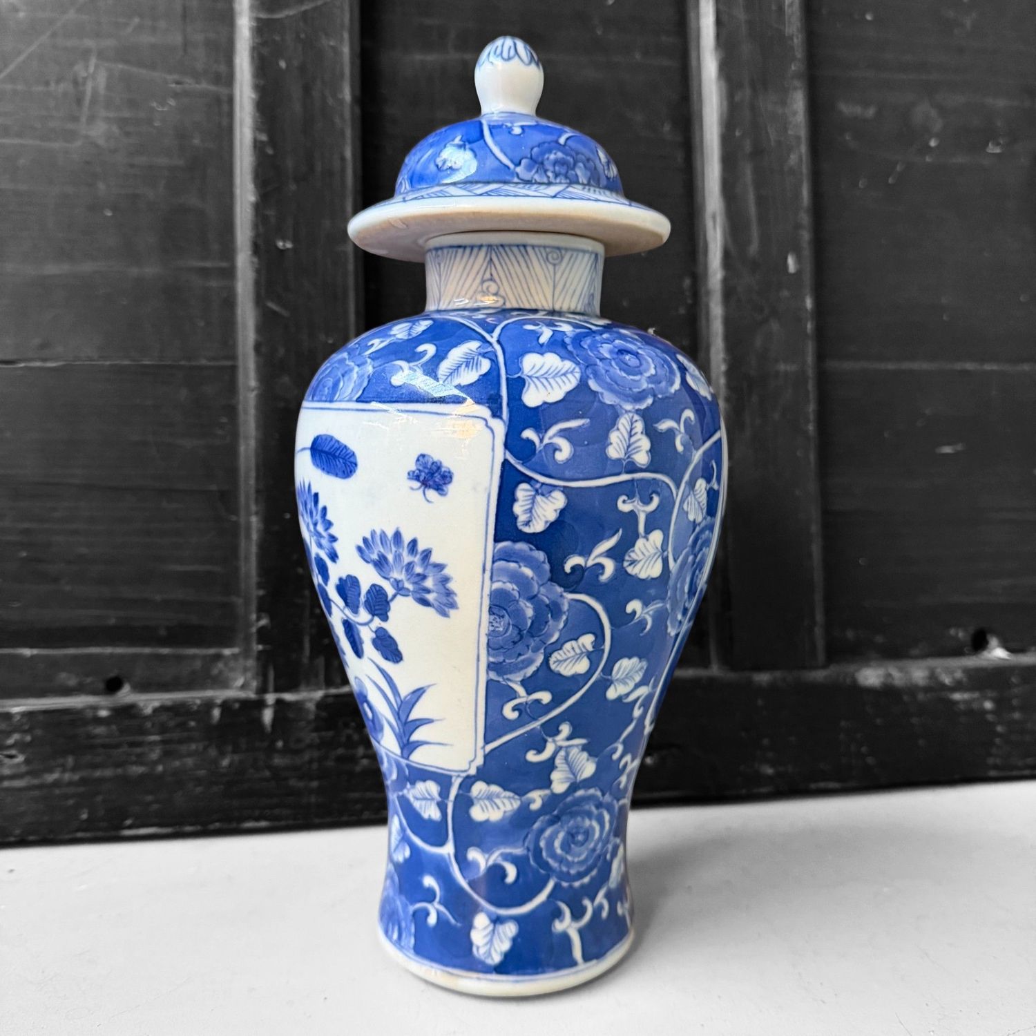 Chinese Decorative Lidded Vase, Kangxi Mark, 1950s