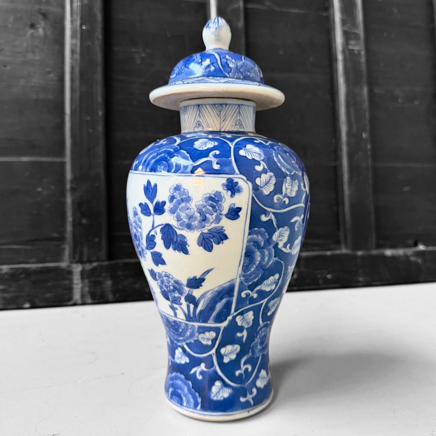 Chinese Decorative Lidded Vase, Kangxi Mark, 1950s