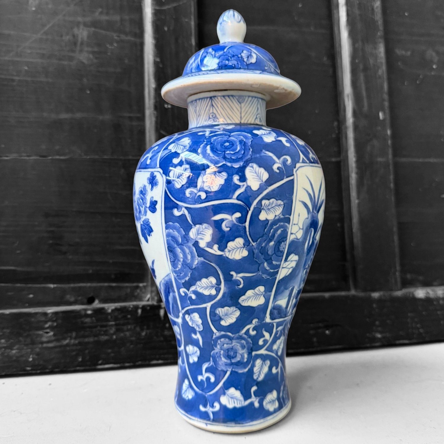 Chinese Decorative Lidded Vase, Kangxi Mark, 1950s