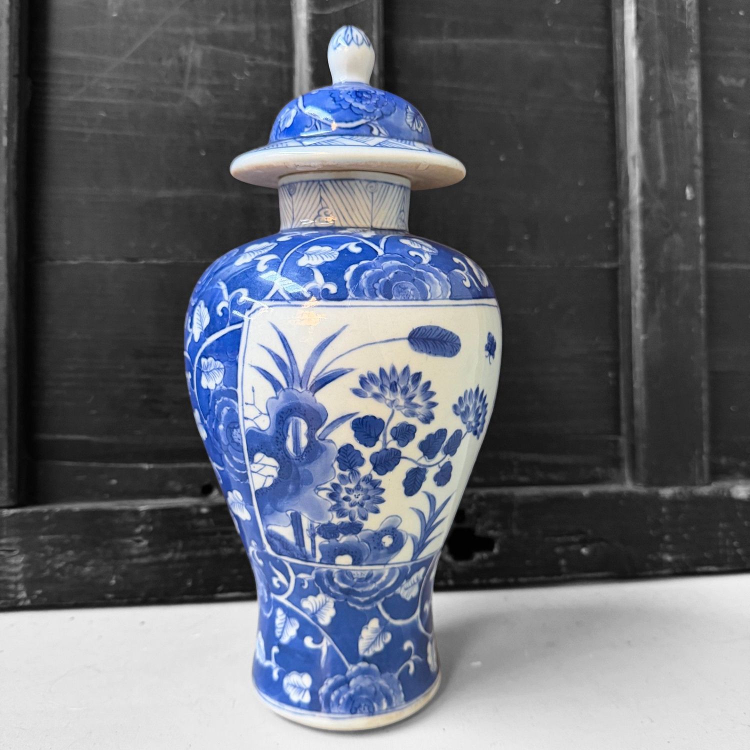 Chinese Decorative Lidded Vase, Kangxi Mark, 1950s