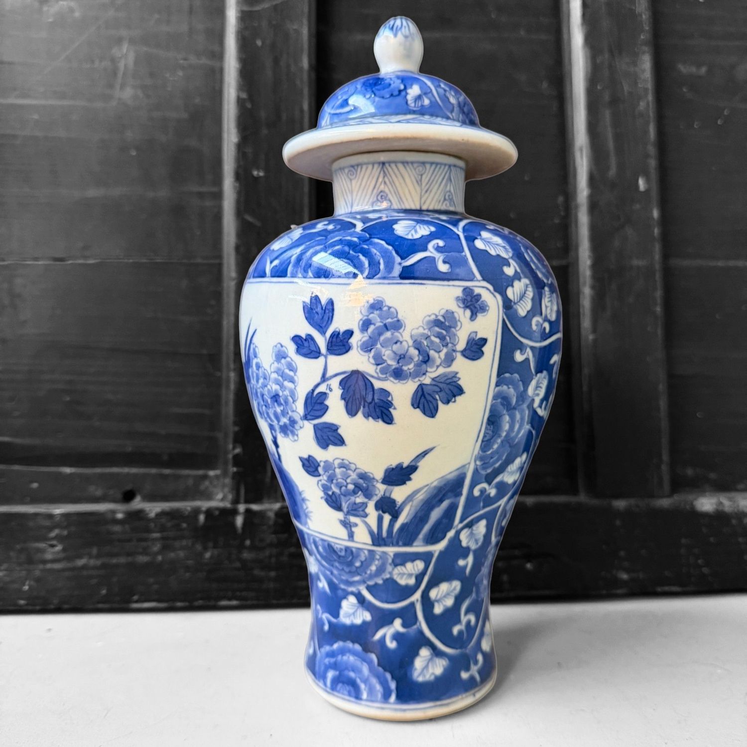 Chinese Decorative Lidded Vase, Kangxi Mark, 1950s