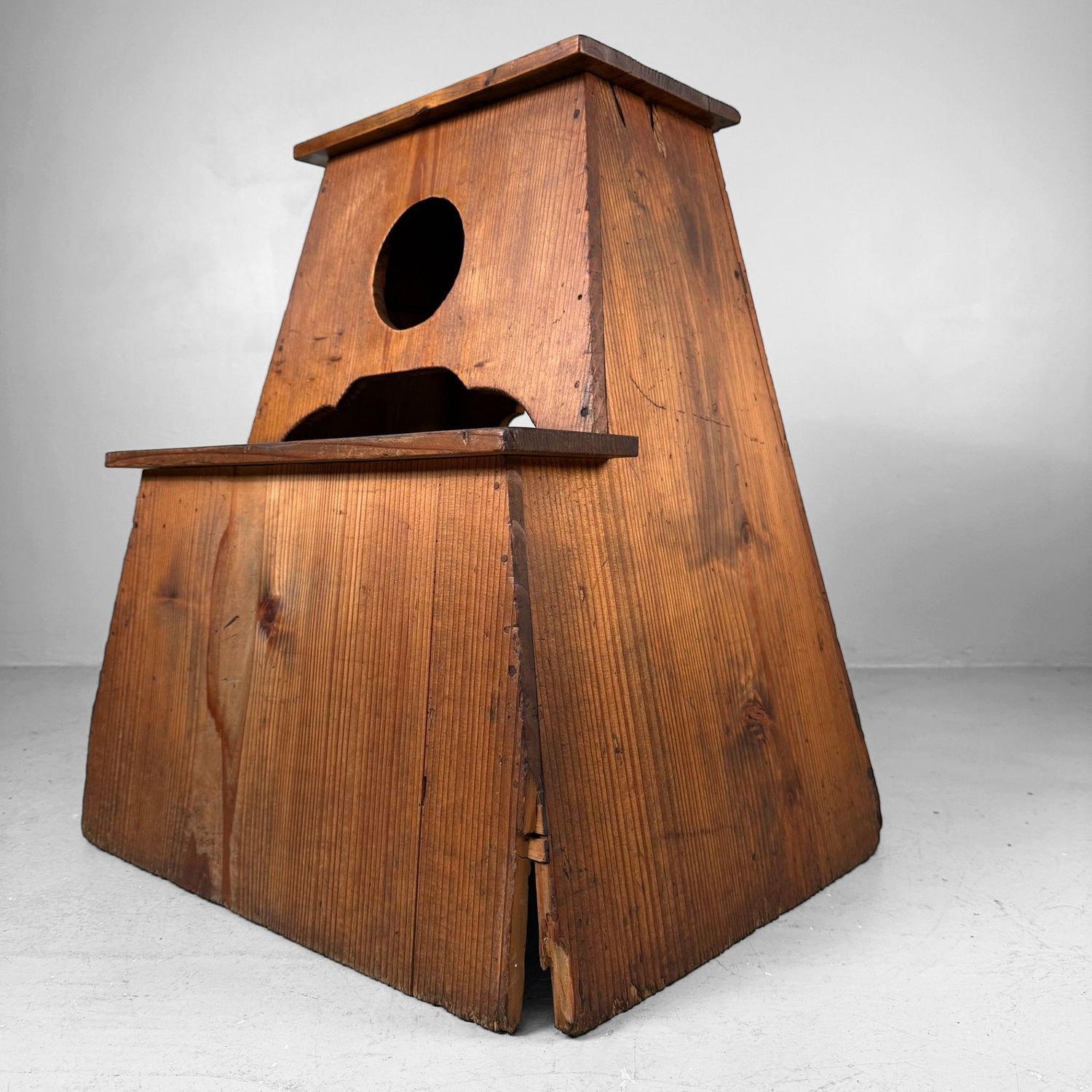 Wooden Japanese Fumidai, Step Stool with Calligraphy, 1930s