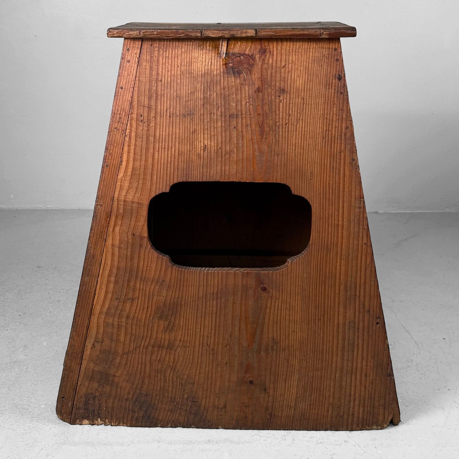 Wooden Japanese Fumidai, Step Stool with Calligraphy, 1930s