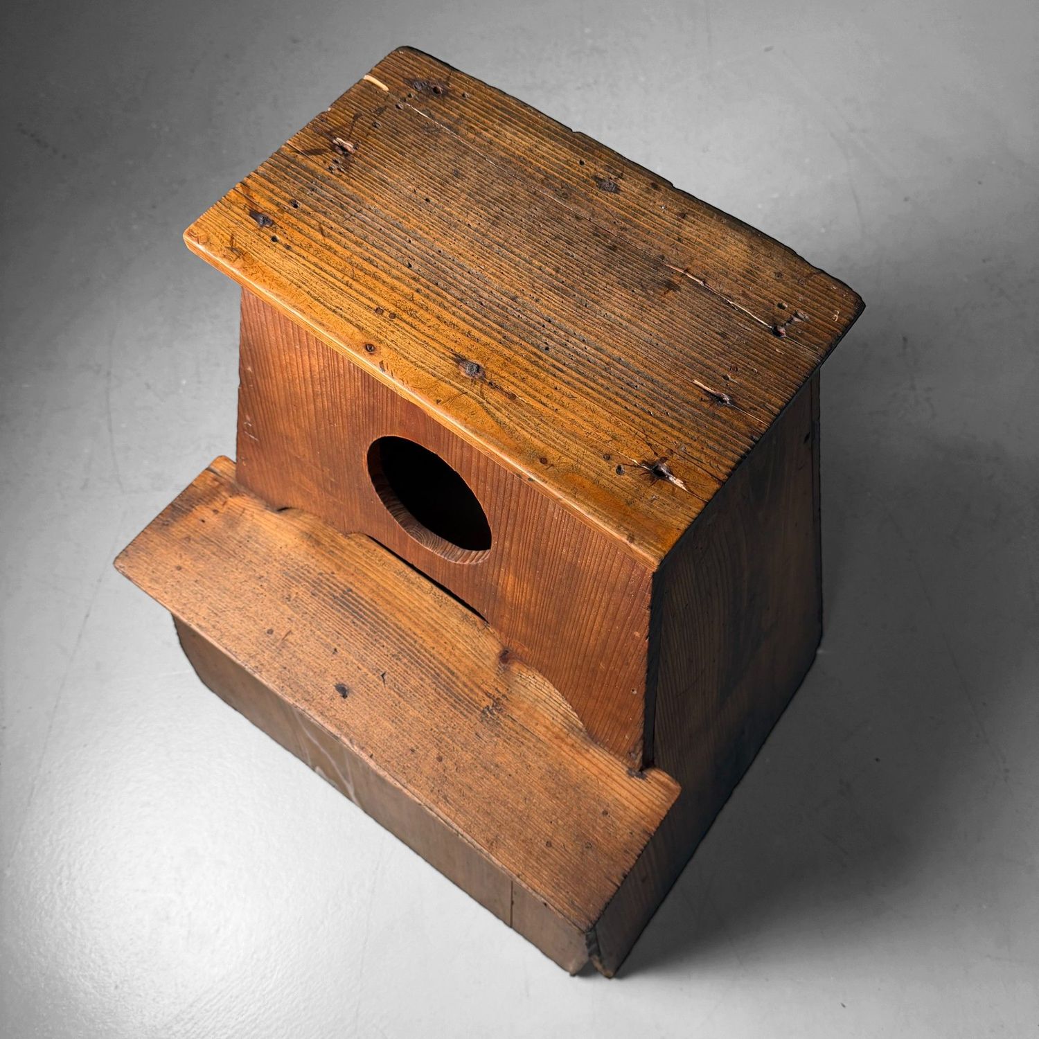 Wooden Japanese Fumidai, Step Stool with Calligraphy, 1930s