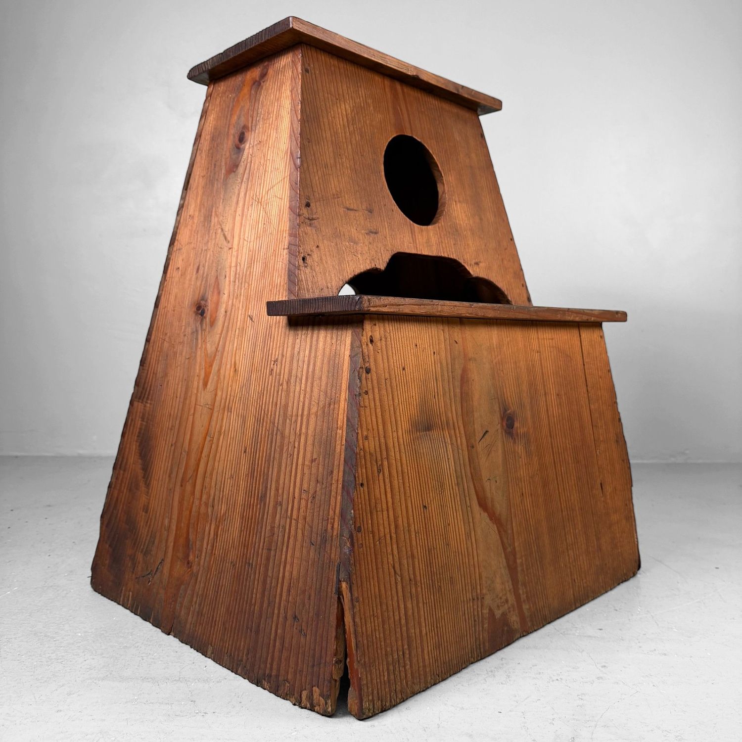 Wooden Japanese Fumidai, Step Stool with Calligraphy, 1930s