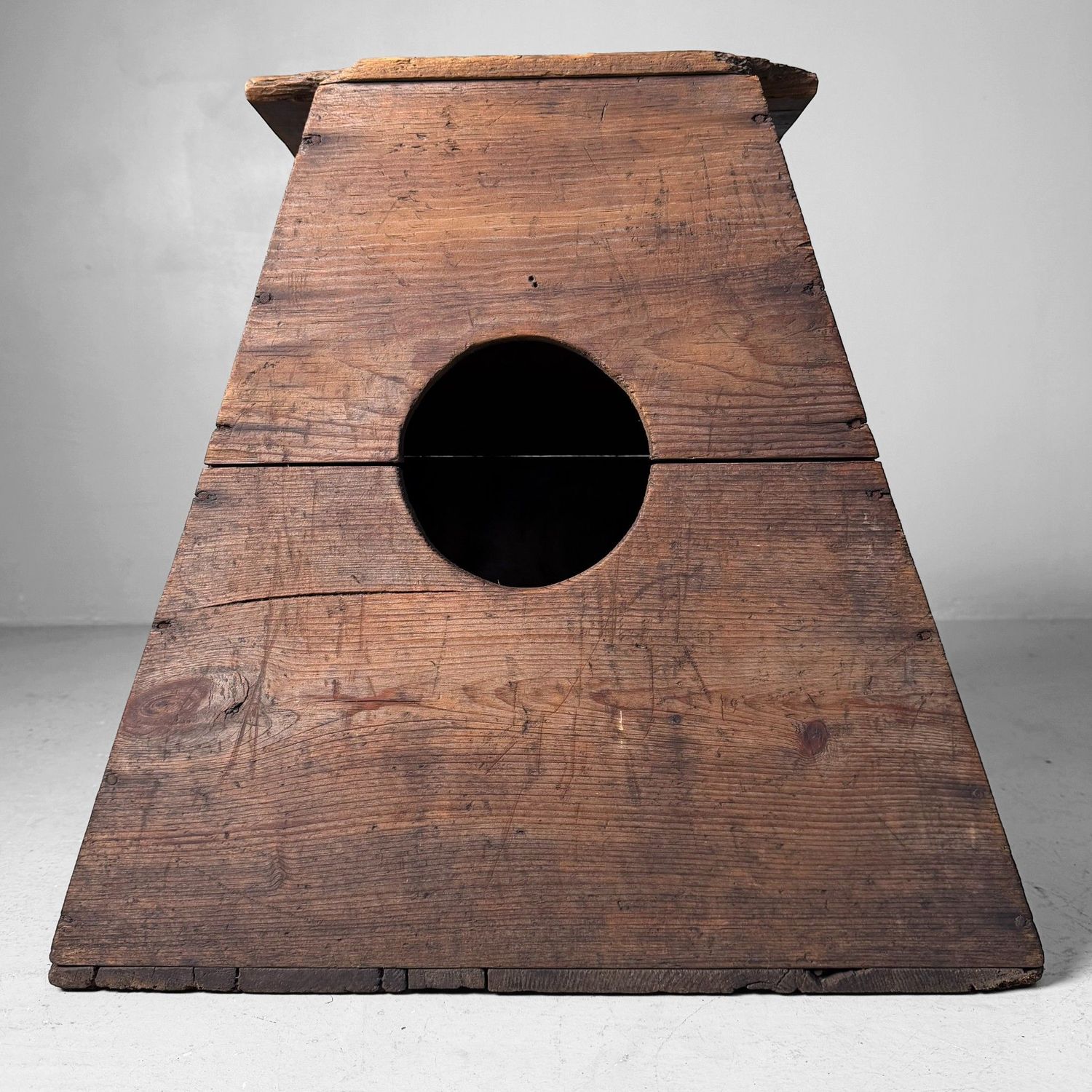 Minimalist Wooden Japanese Fumidai, Trapezoid Step Stool, 1940s
