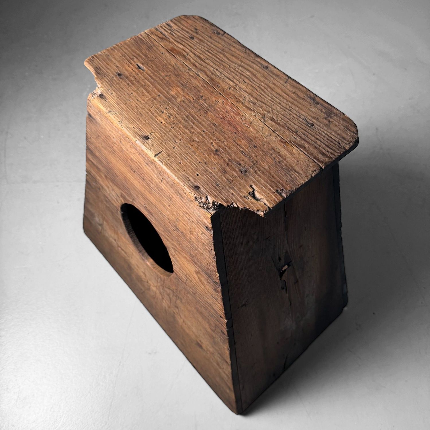 Minimalist Wooden Japanese Fumidai, Trapezoid Step Stool, 1940s