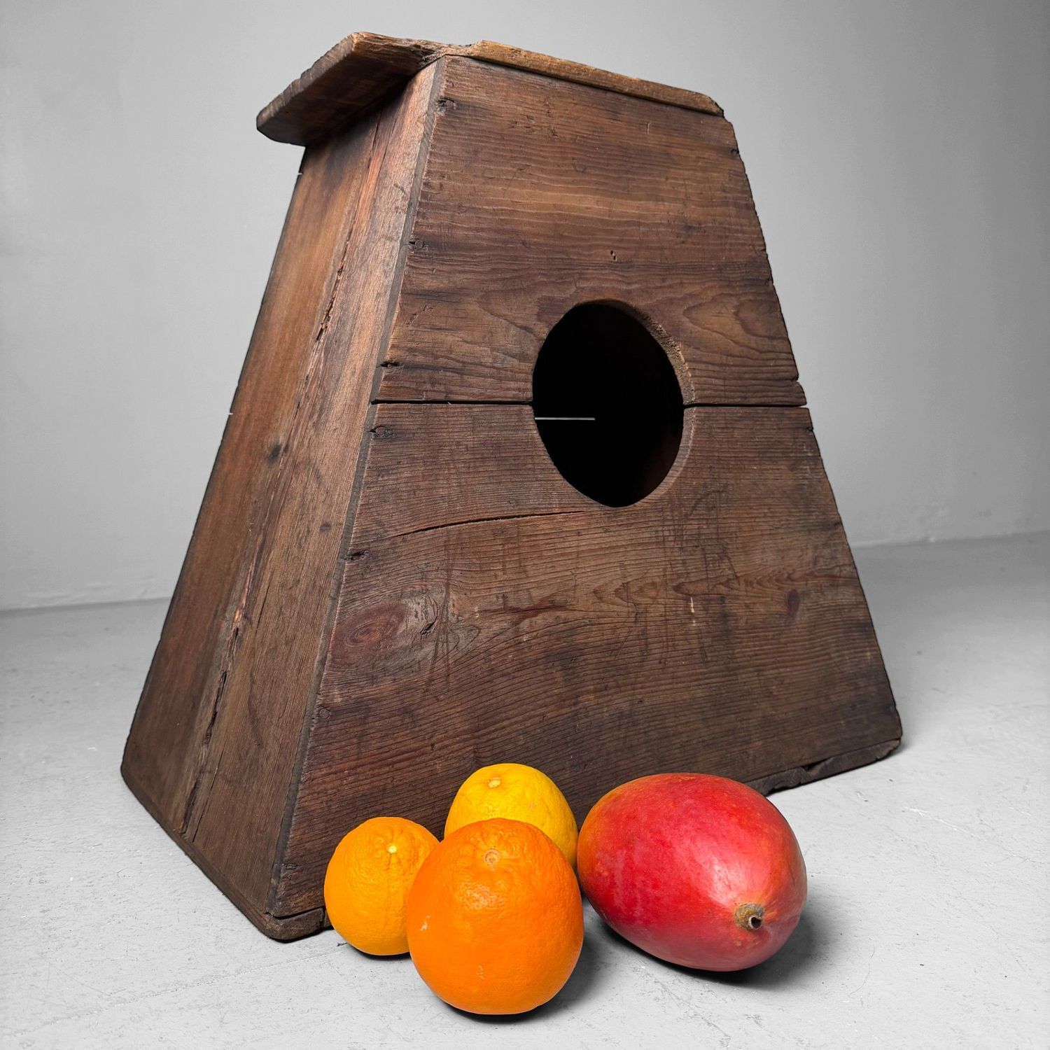 Minimalist Wooden Japanese Fumidai, Trapezoid Step Stool, 1940s