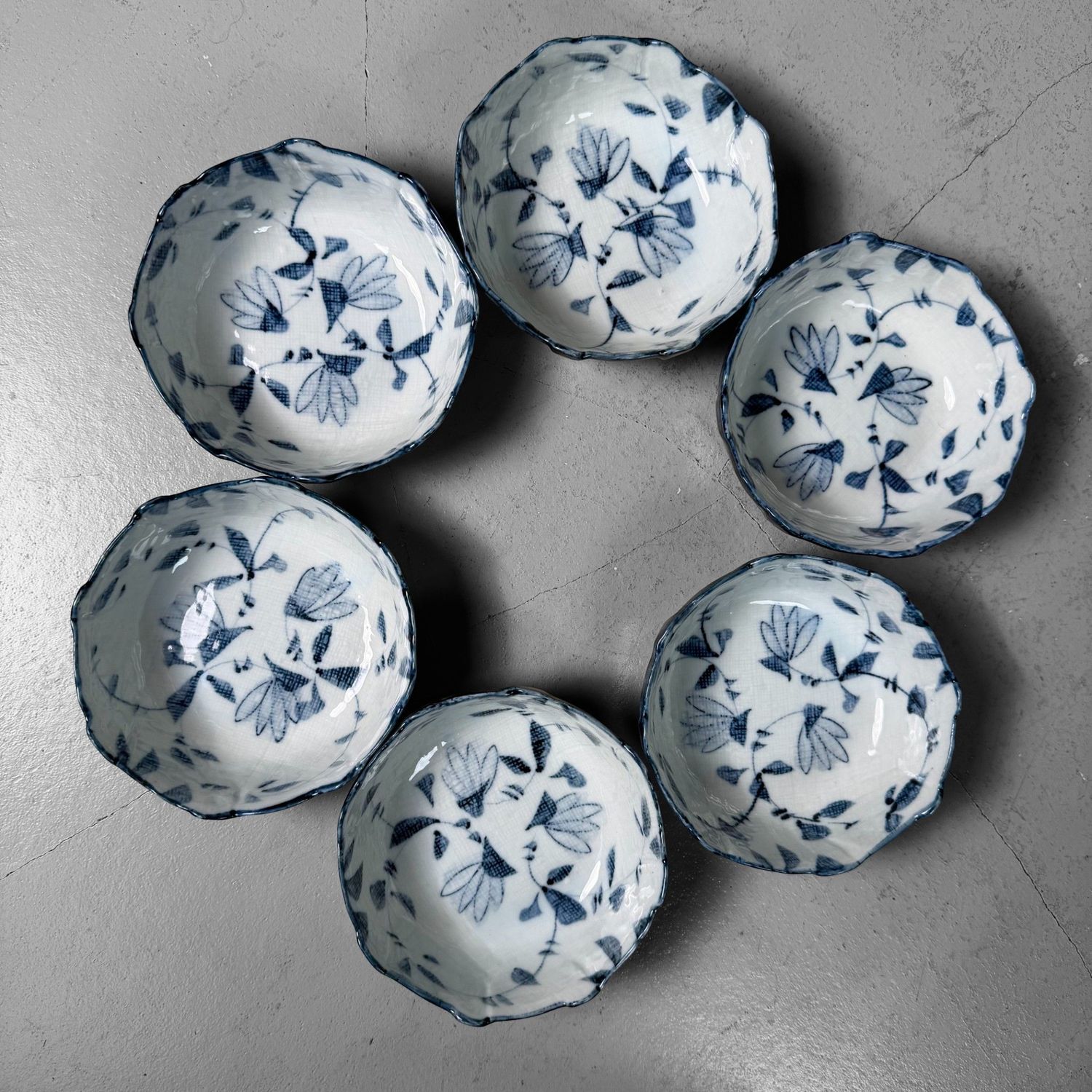 Set Japanse Kobachi, Porseleinen Serveerkommen, 1960s