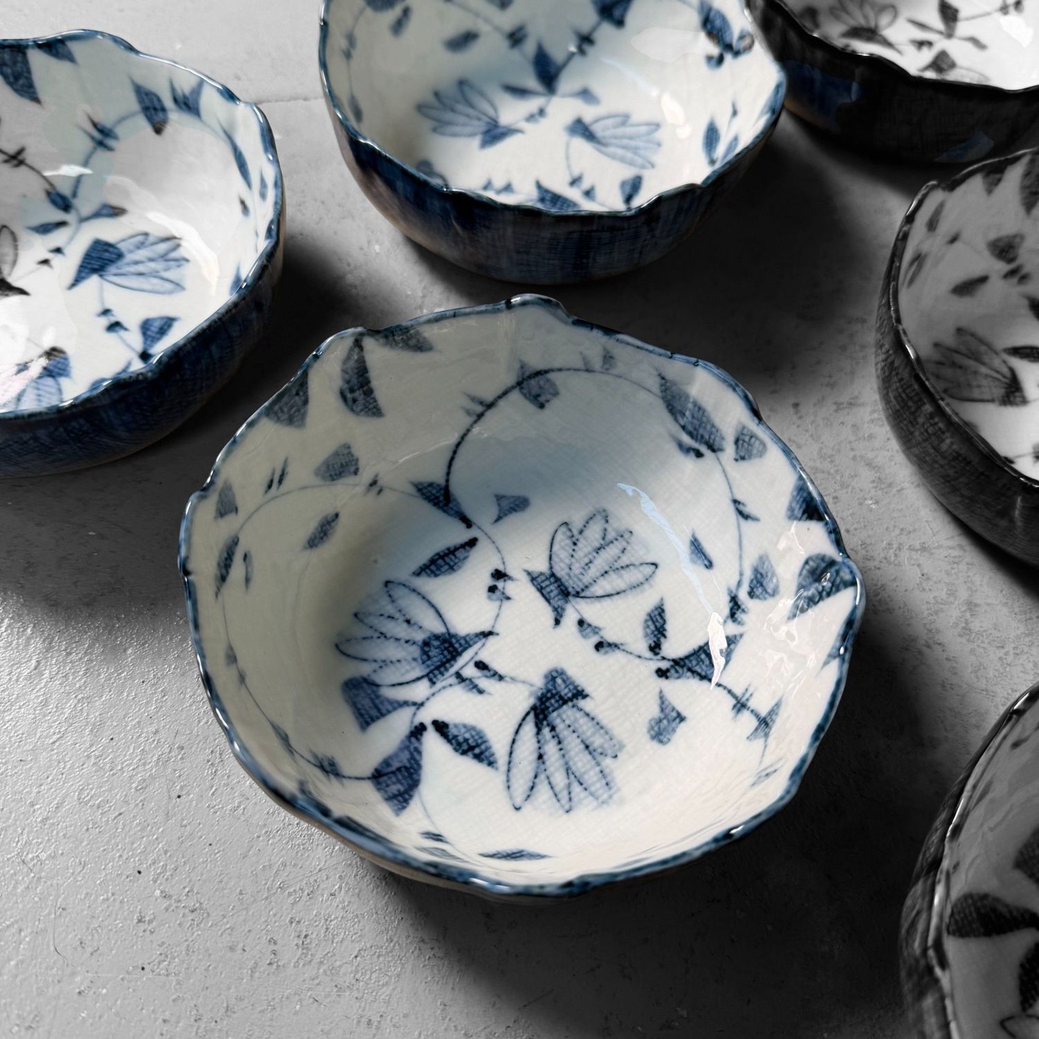 Set Japanse Kobachi, Porseleinen Serveerkommen, 1960s