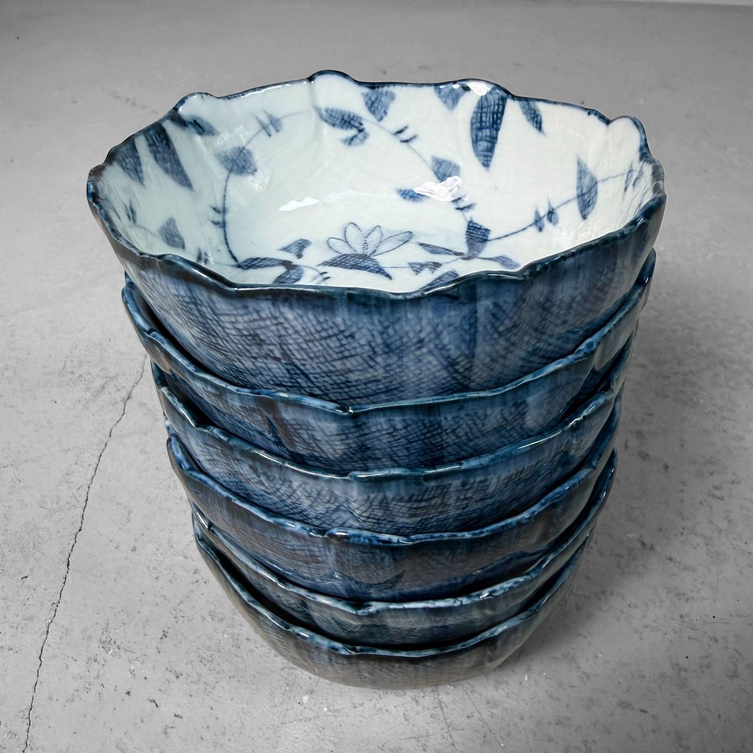 Set Japanse Kobachi, Porseleinen Serveerkommen, 1960s