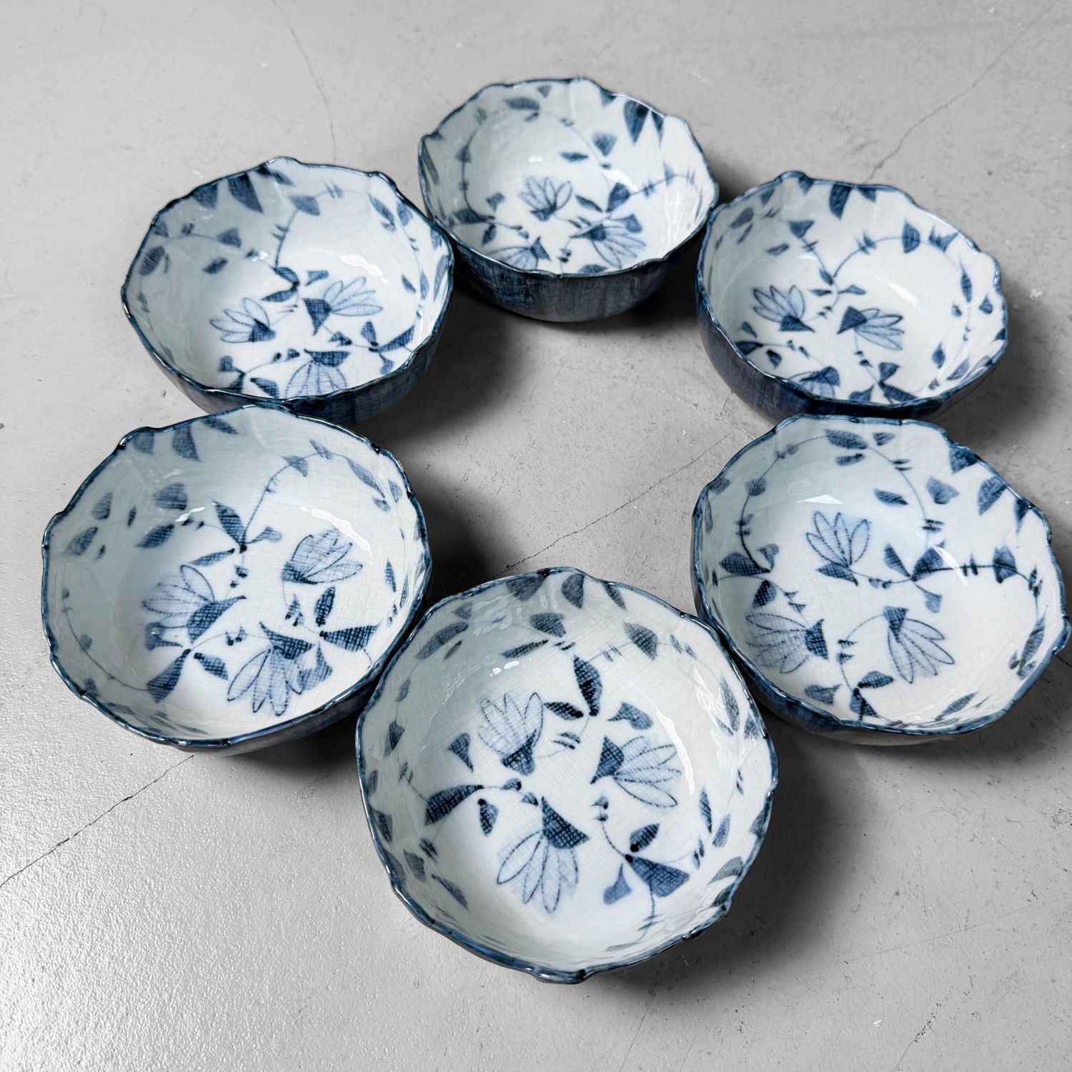 Set Japanse Kobachi, Porseleinen Serveerkommen, 1960s