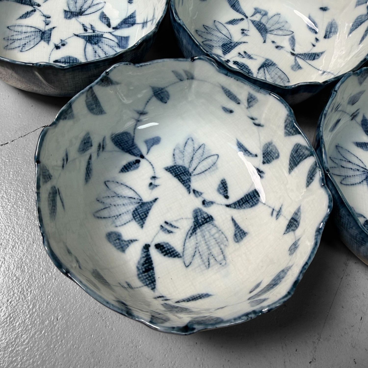 Set Japanse Kobachi, Porseleinen Serveerkommen, 1960s