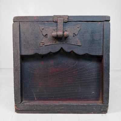 Houten Japanse Zenibako Kist, Uniek Interieur Accent, 1860s