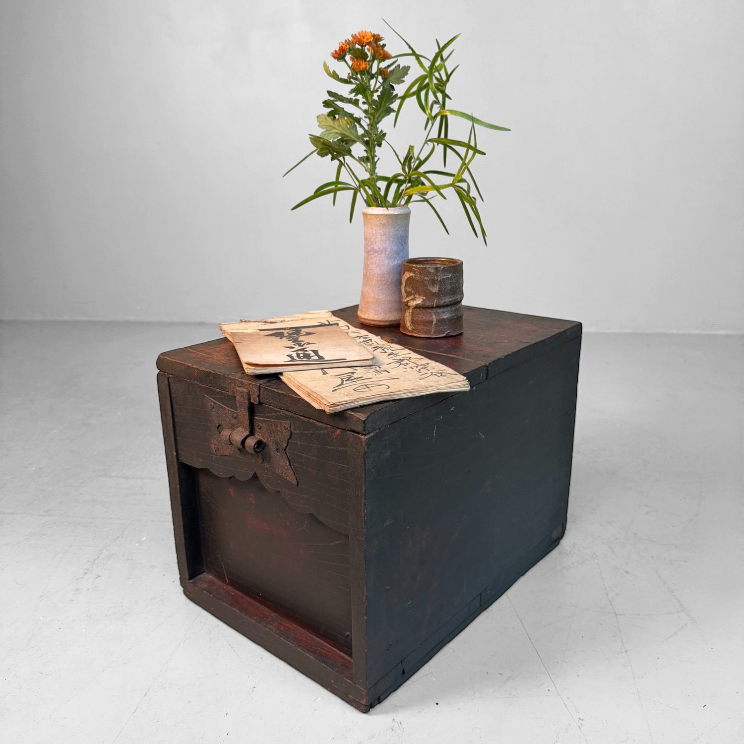Decorative Wooden Japanese Zenibako Chest for Interior Styling, 1860s