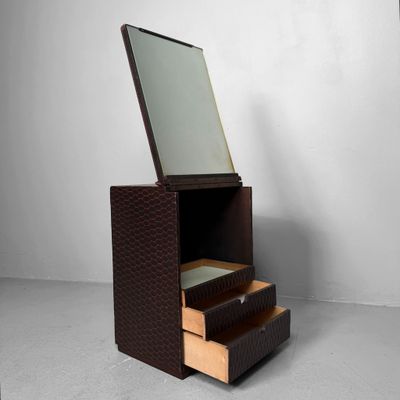 Small Japanese Kamakura-bori Make-up Cabinet with Mirror, 1960s