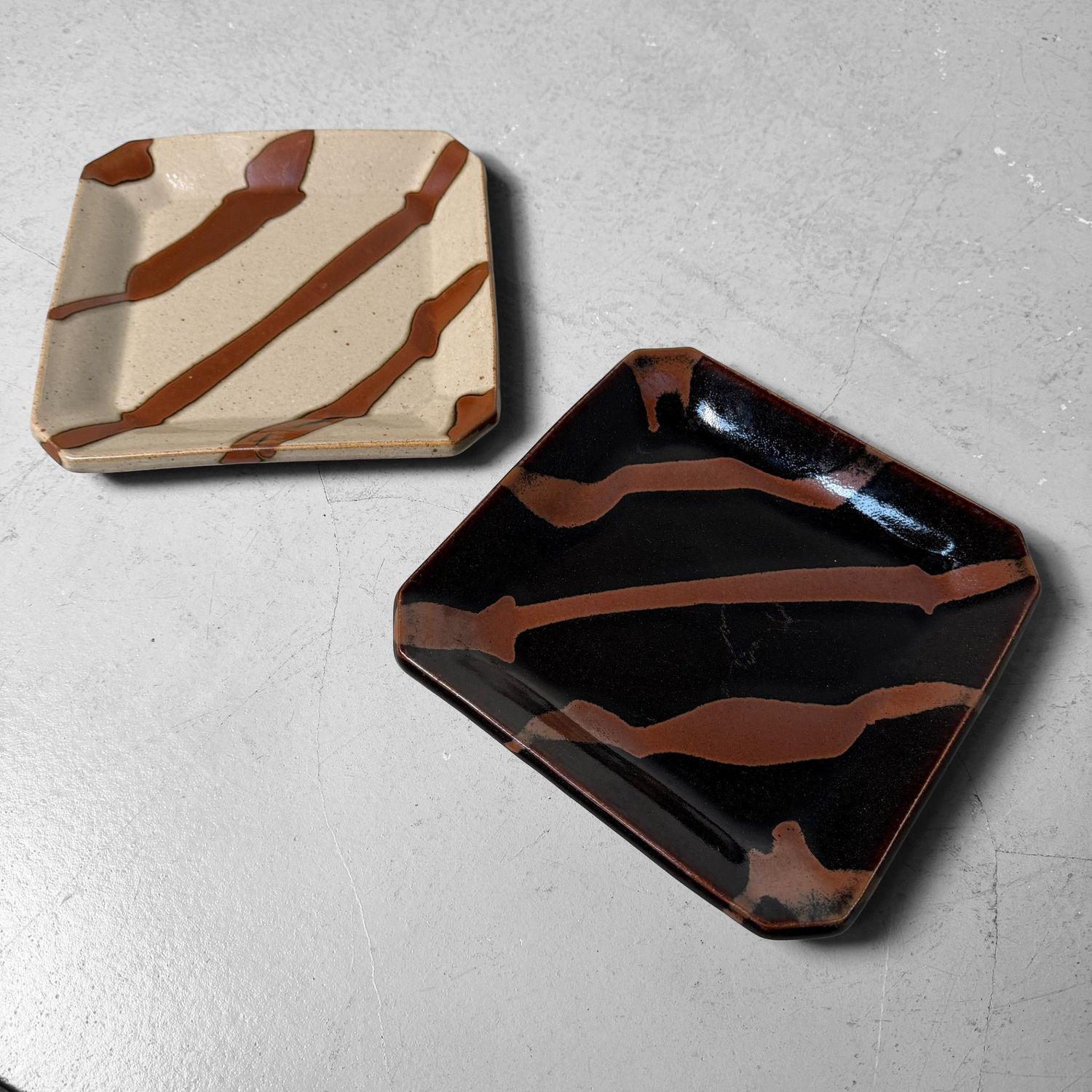 Set of Japanese Ceramic Trays, Mashiko Ware, 1970s