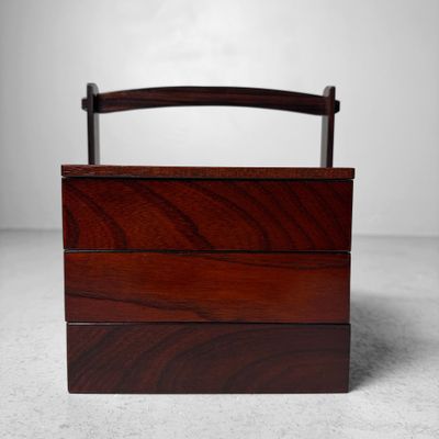 Kleine Japanse Jubako, Keyaki Hout met Gouden Decor, 1970s