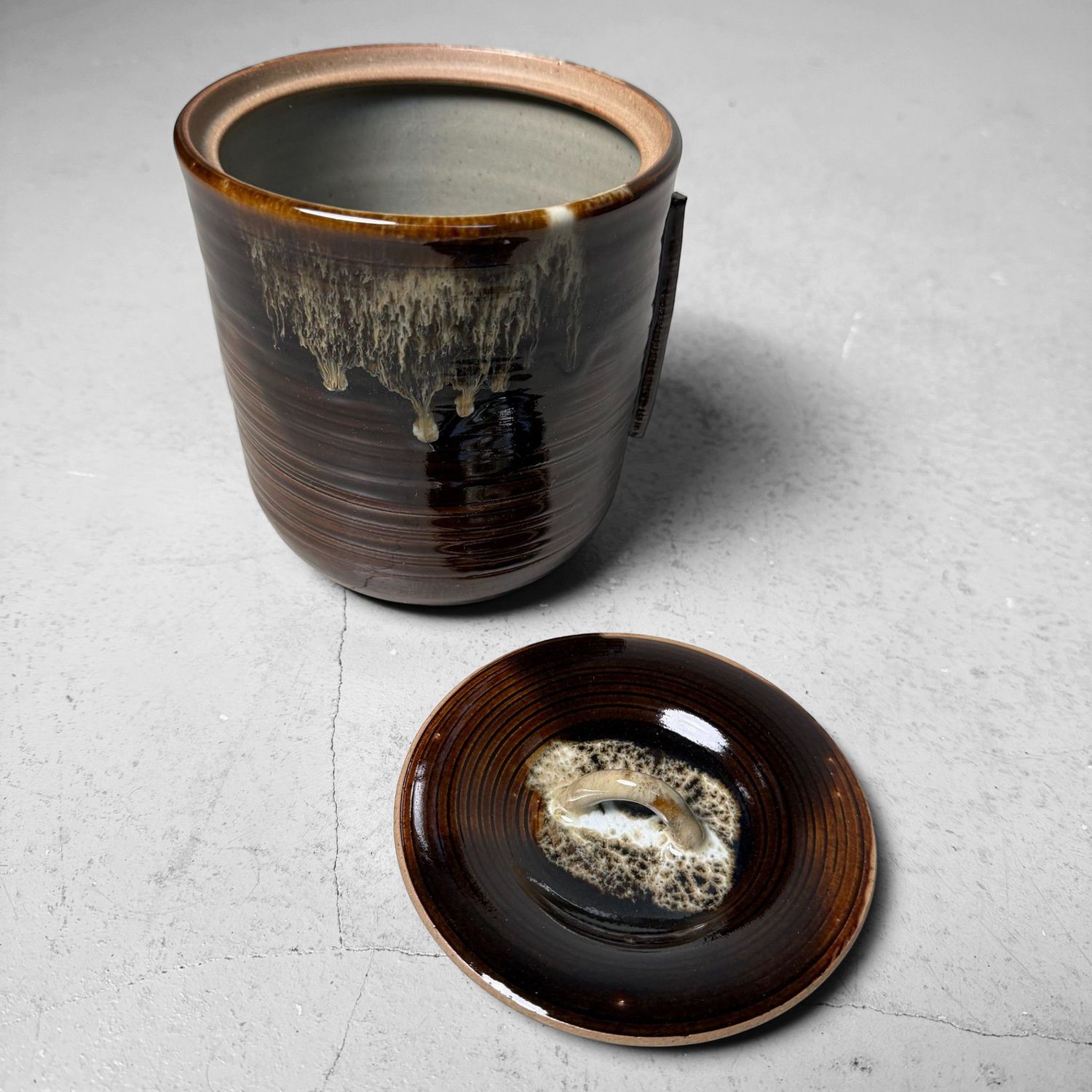 Takatori Mizusashi, Keramieken Waterpot voor Theeceremonie, 1970s Takatori Mizusashi, Keramieken Waterpot voor Theeceremonie, 1970s