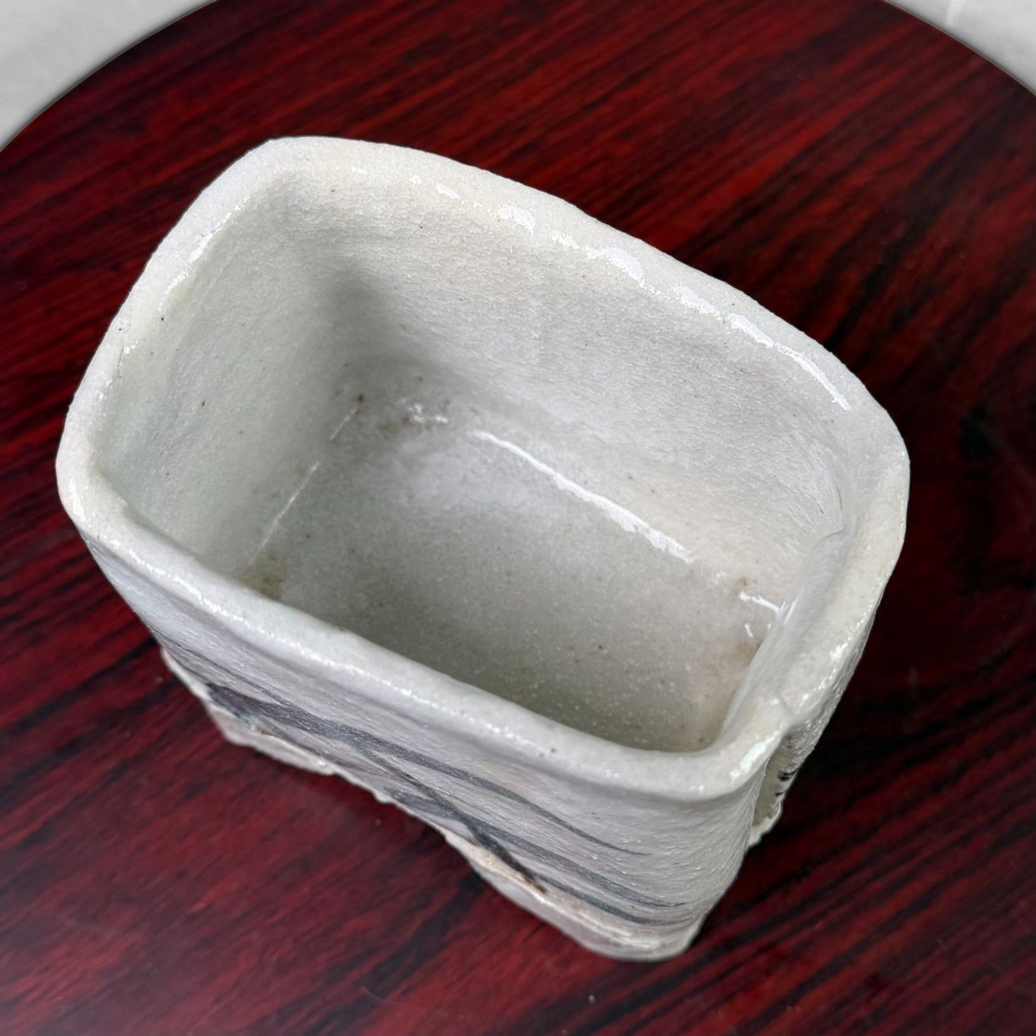 Small Hand-Formed Japanese Ikebana Vase on Feet, 1970s Small Hand-Formed Japanese Ikebana Vase on Feet, 1970s