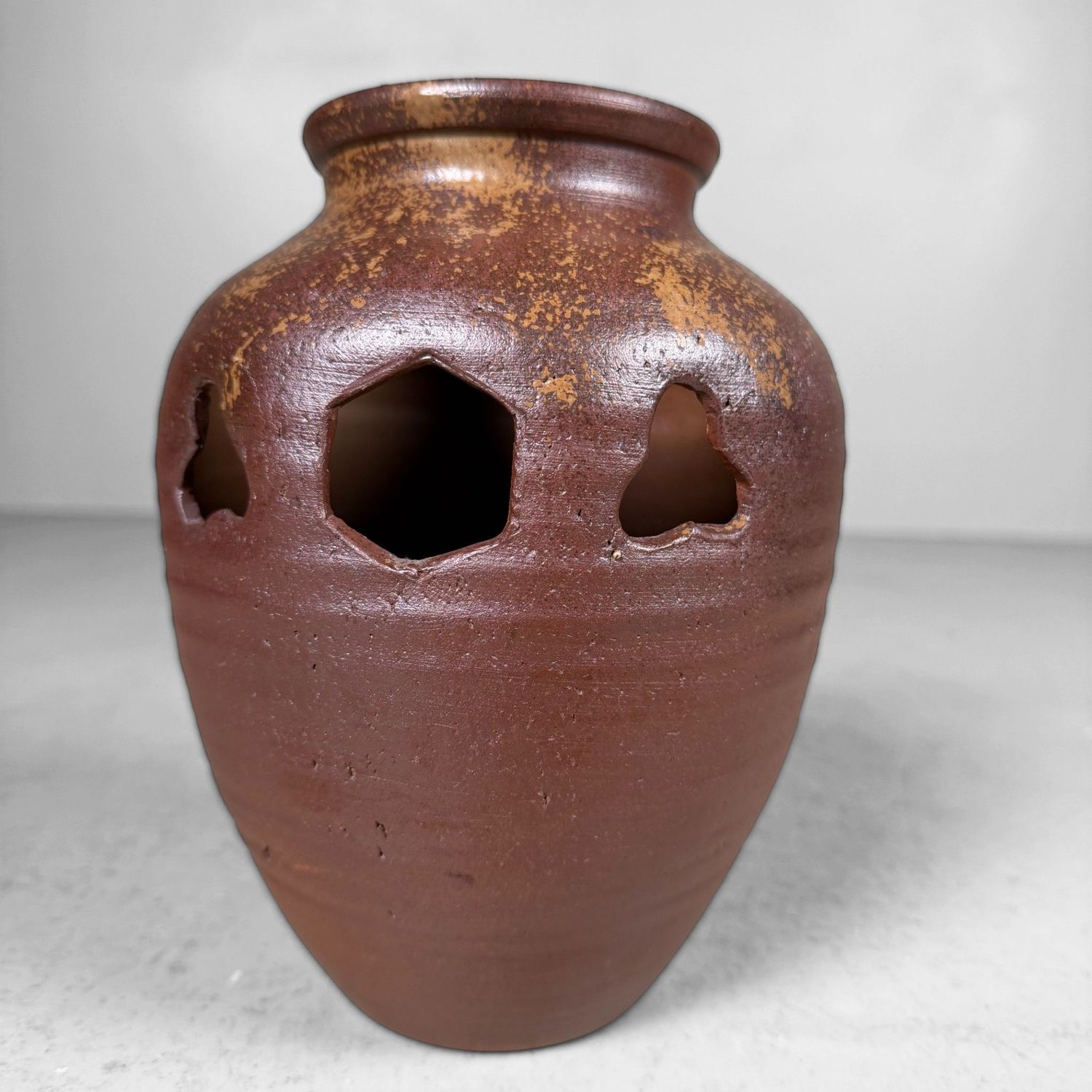 Japanese Bizen-yaki Ikebana Vase, Traditional Stoneware, 1960s