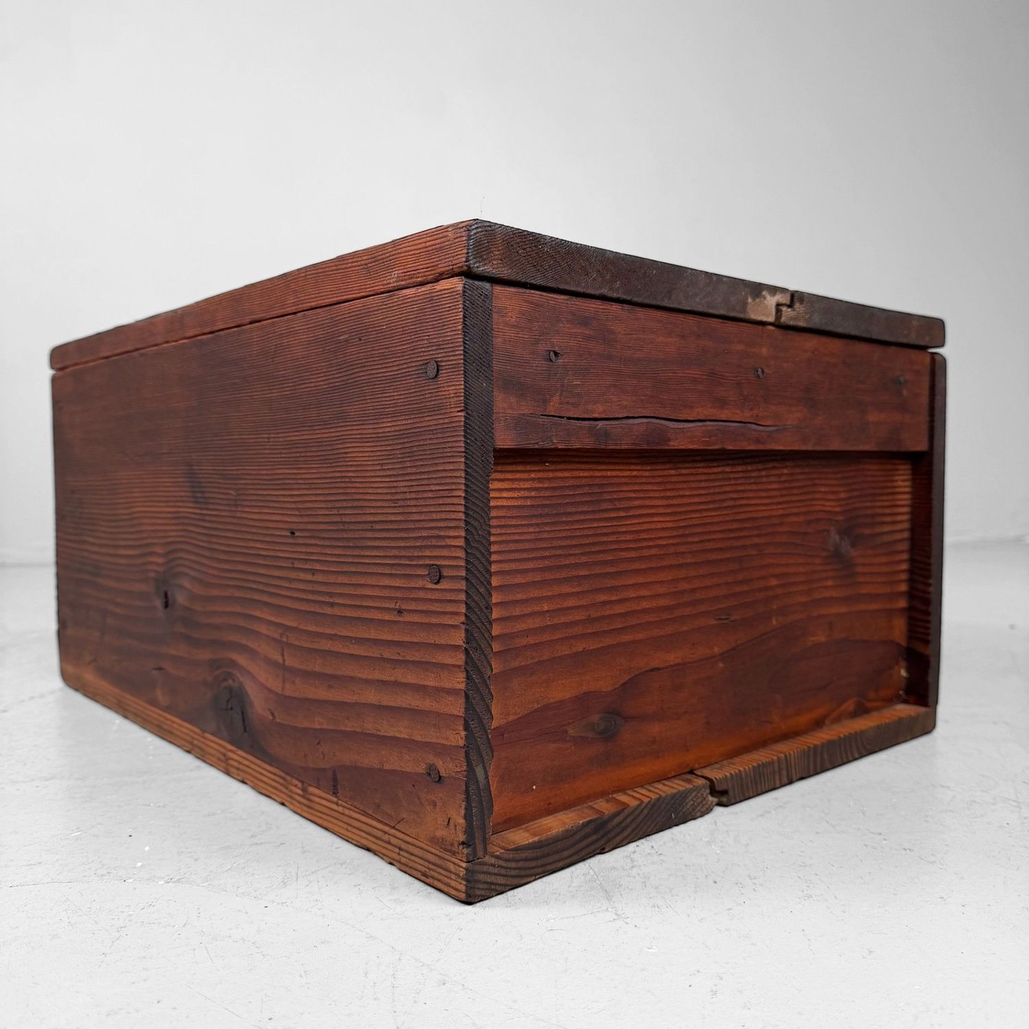 Antique Japanese Wooden Box with Lid, 1920s