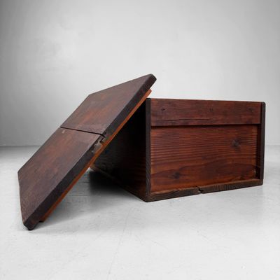 Oude Japanse Houten Kist met Afneembaar Deksel, 1920s