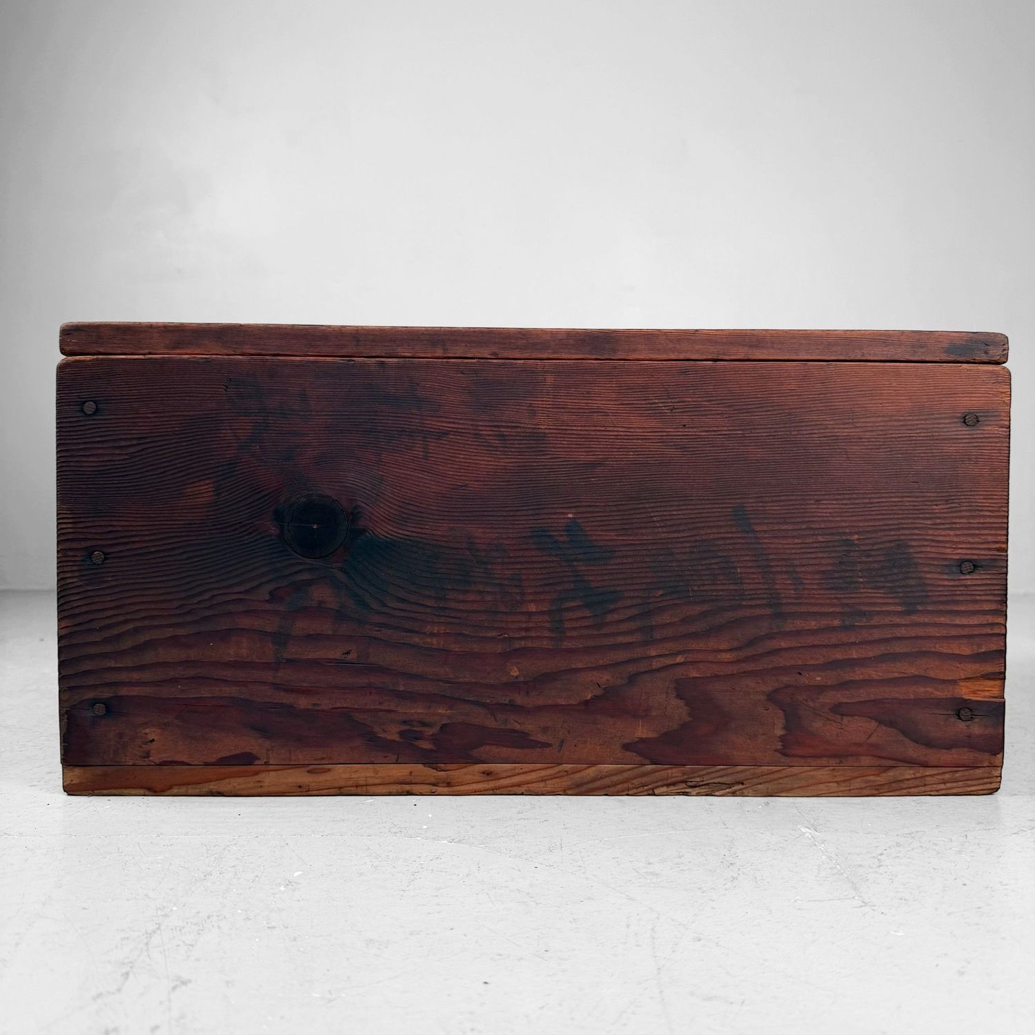 Antique Japanese Wooden Box with Lid, 1920s