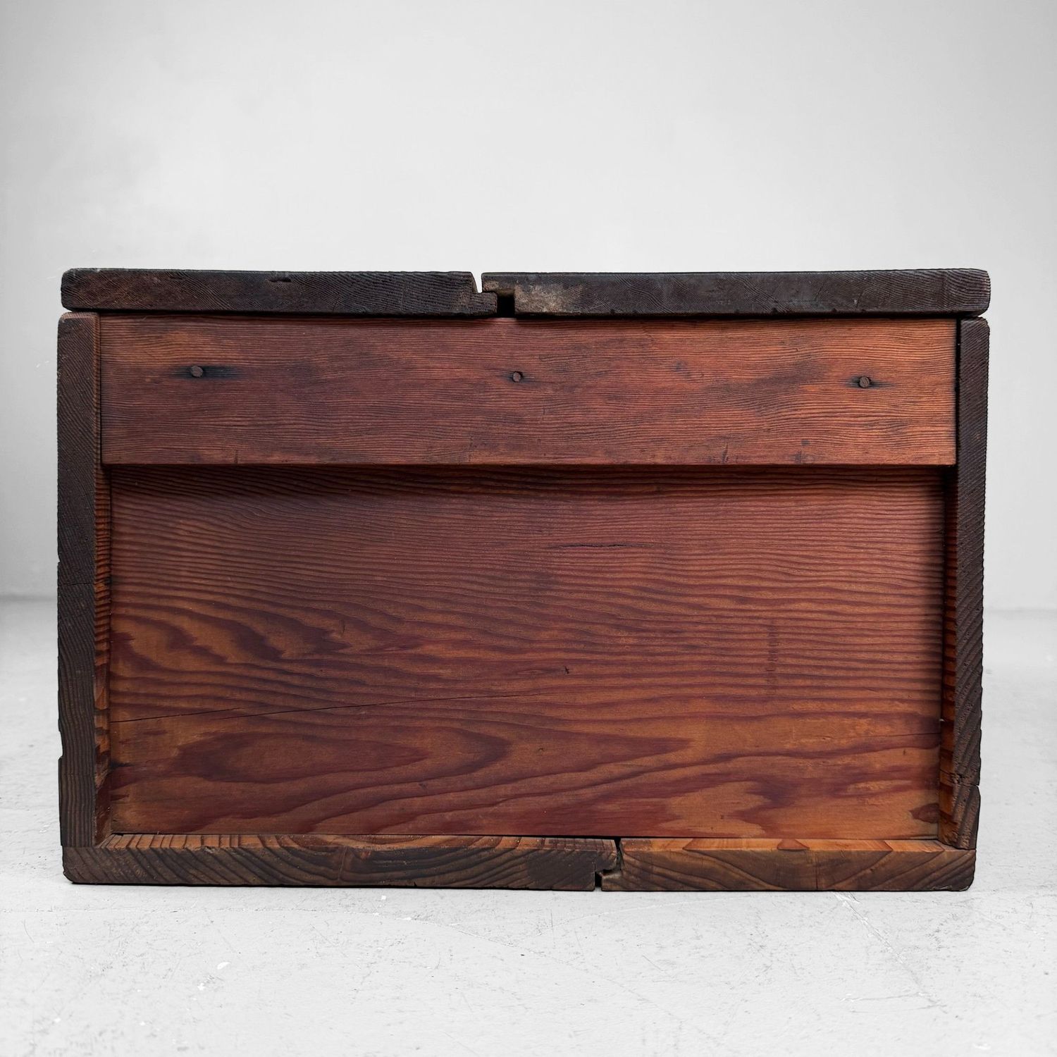 Antique Japanese Wooden Box with Lid, 1920s