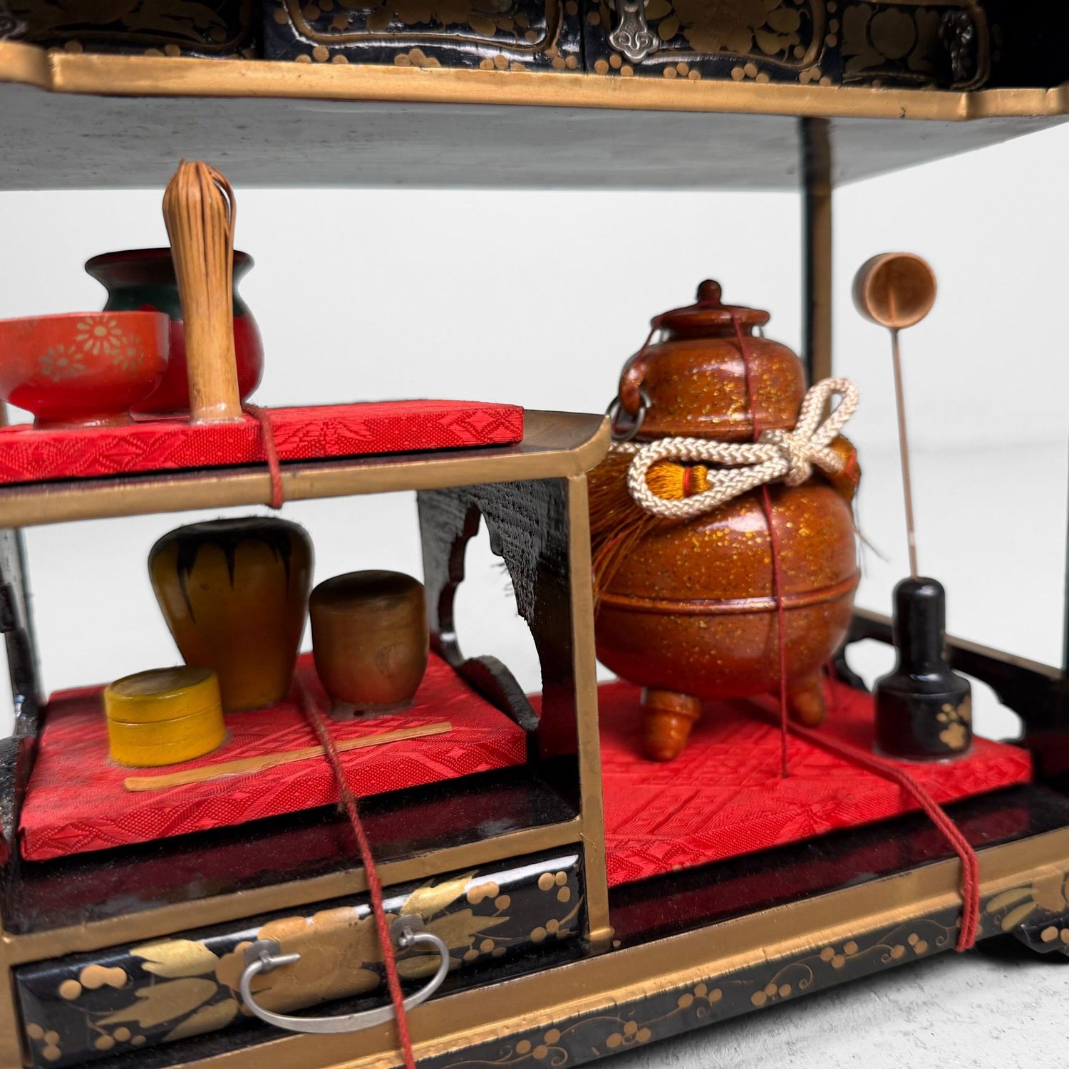 Luxurious Tsugaru-nuri Hina Lacquer Accessories, Fukushi Shikki, 1960s