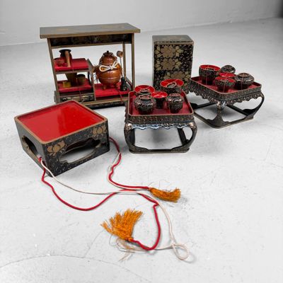 Luxe Tsugaru-nuri Hina Lakwerkaccessoires, Fukushi Shikki, 1960s
