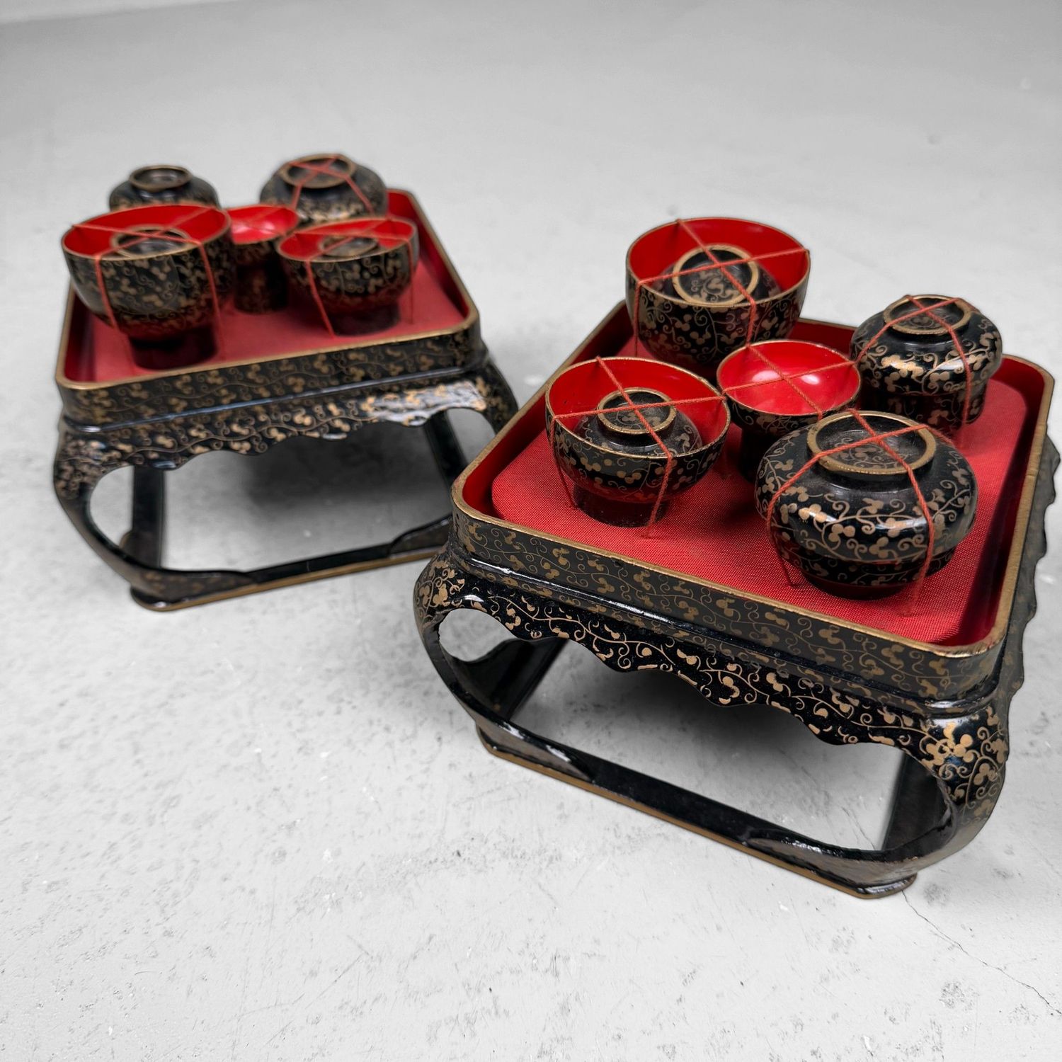 Luxurious Tsugaru-nuri Hina Lacquer Accessories, Fukushi Shikki, 1960s